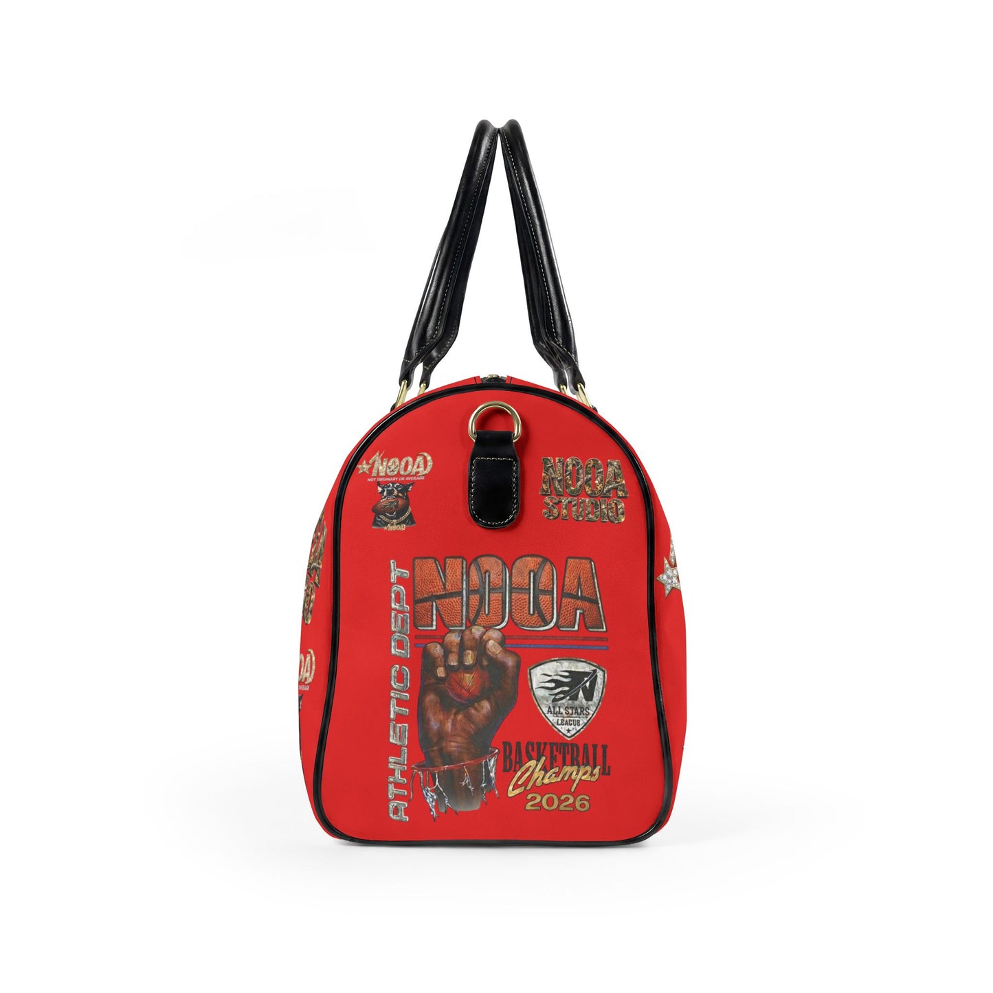 Leather Travel Bag - Retro N00A Graphic Weekender Duffle