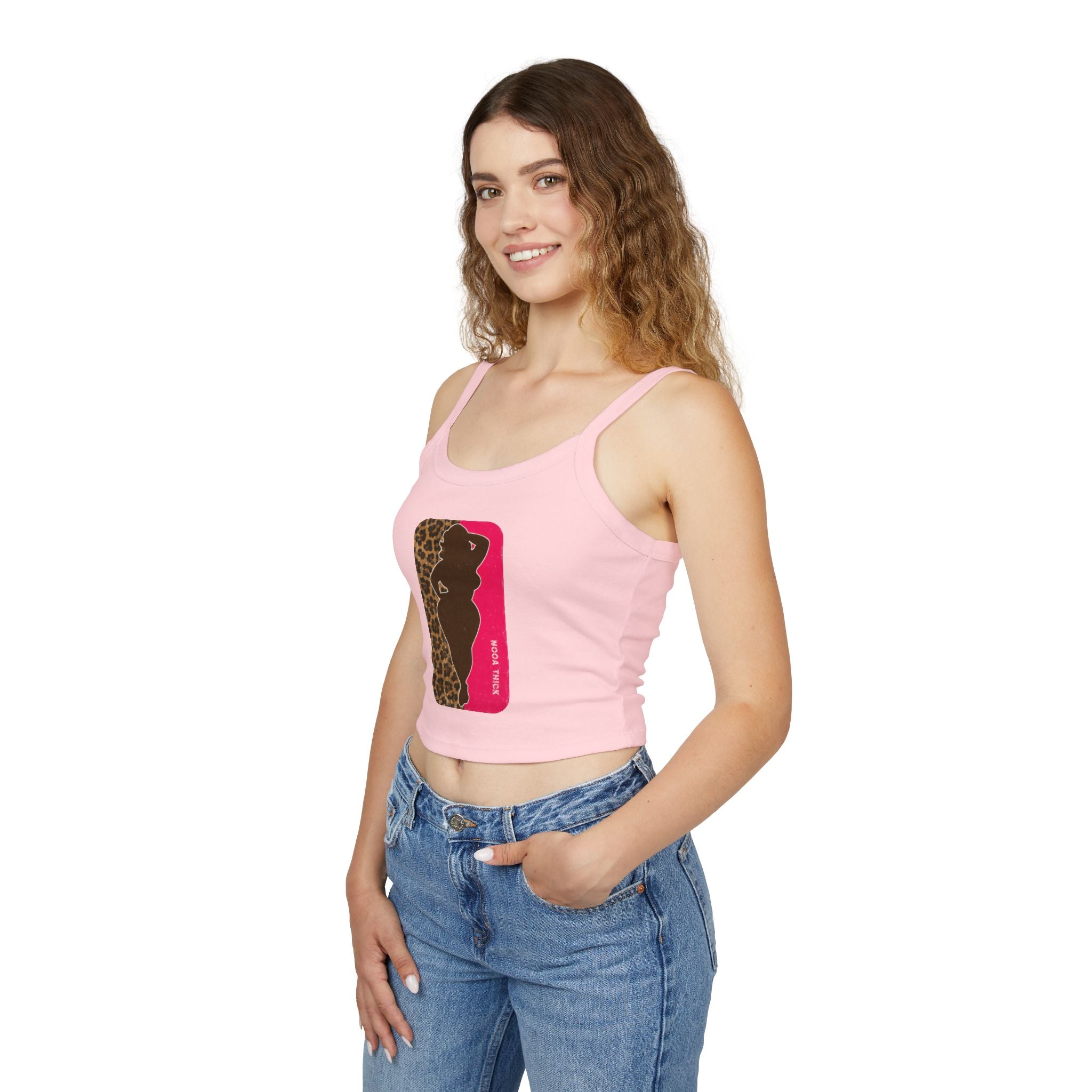 Spaghetti Tank Top — Bold Curvy Silhouette & Bling Graphic Crop