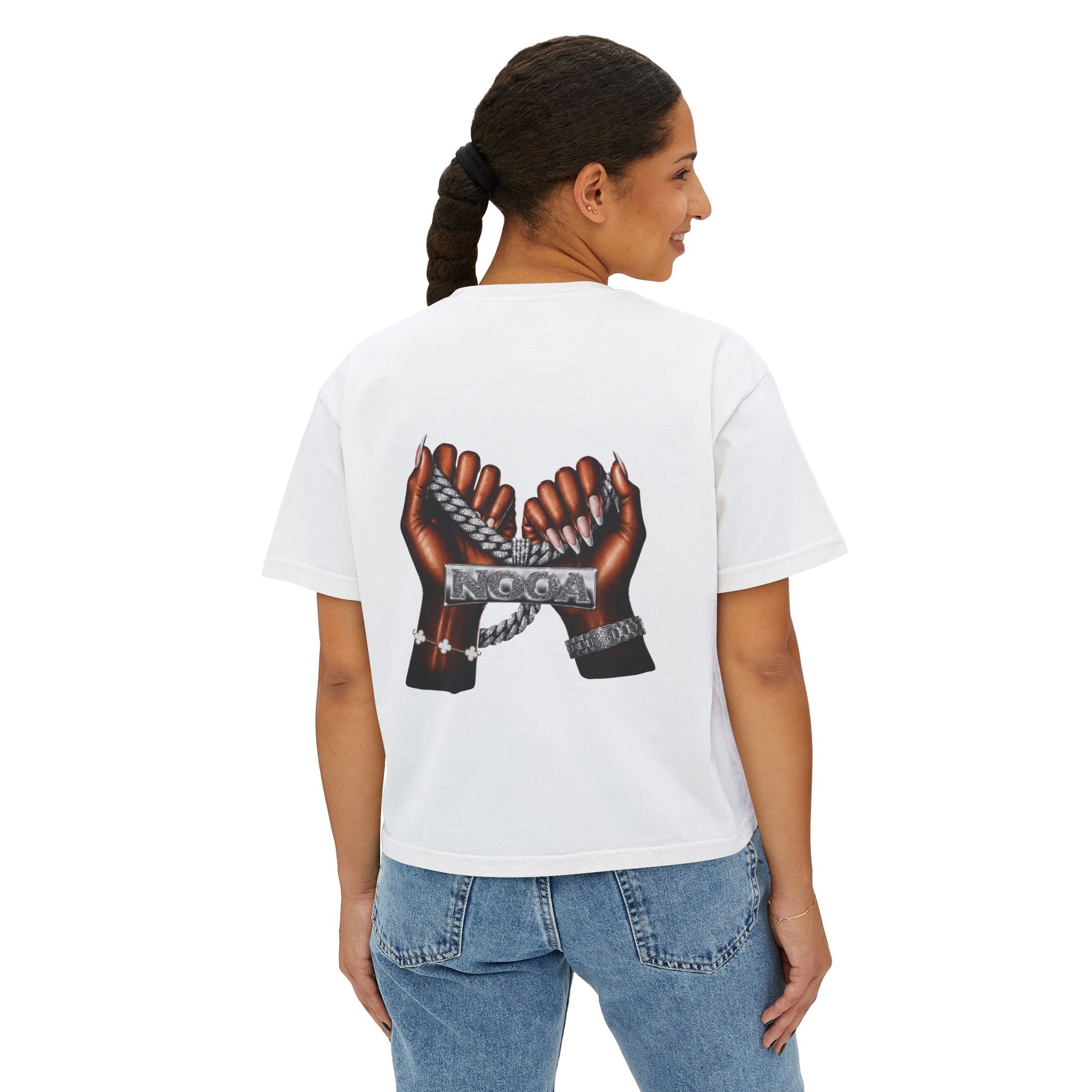 Boxy Cropped Tee— Curvy Silhouette & Bling Graphic Women's Cropped T-Shirt