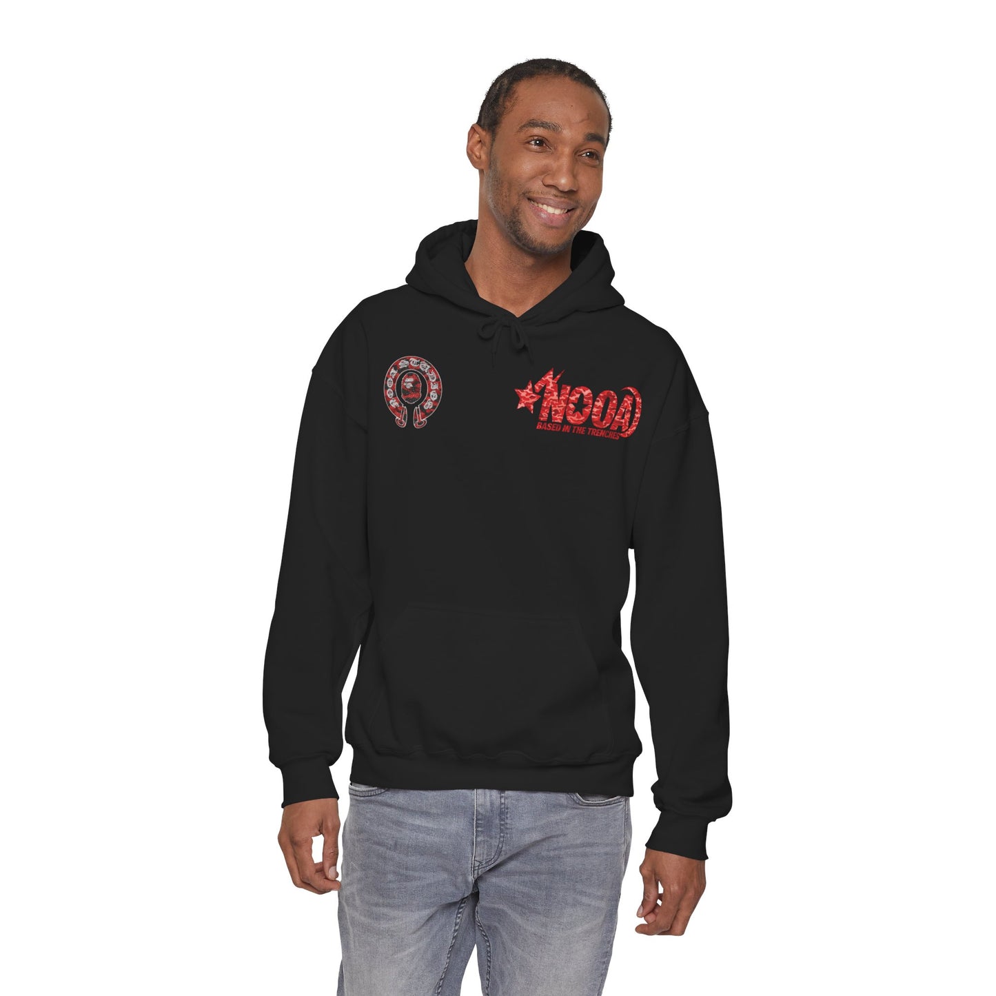 NOOA 'Based in the Trenches' Graphic Hoodie — Retro Star Logo Pullover