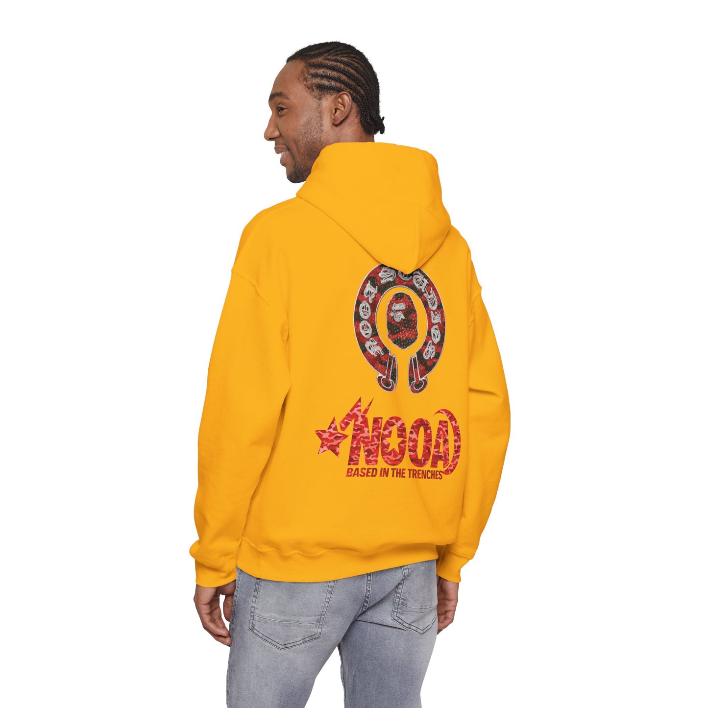 NOOA 'Based in the Trenches' Graphic Hoodie — Retro Star Logo Pullover