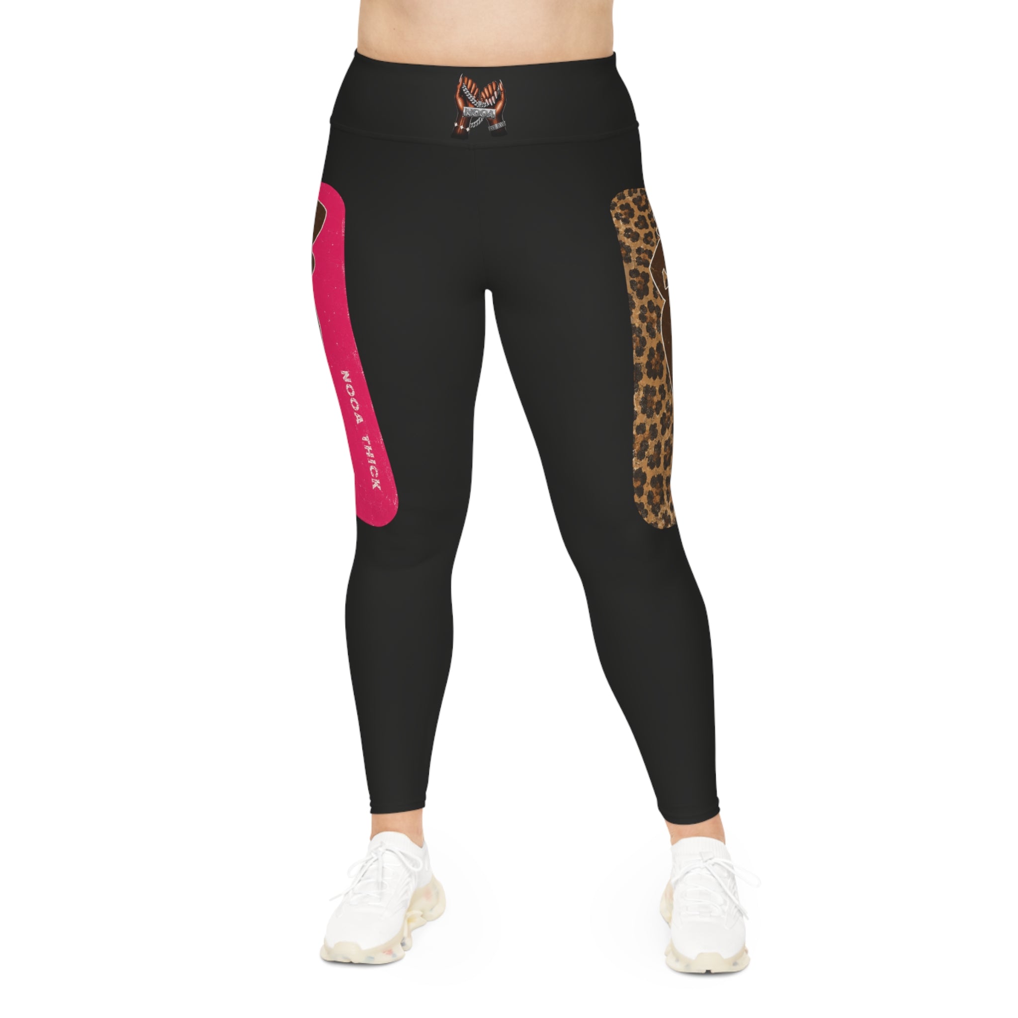 Plus Size Leggings — Bold Leopard & Pink Silhouette AOP Leggings