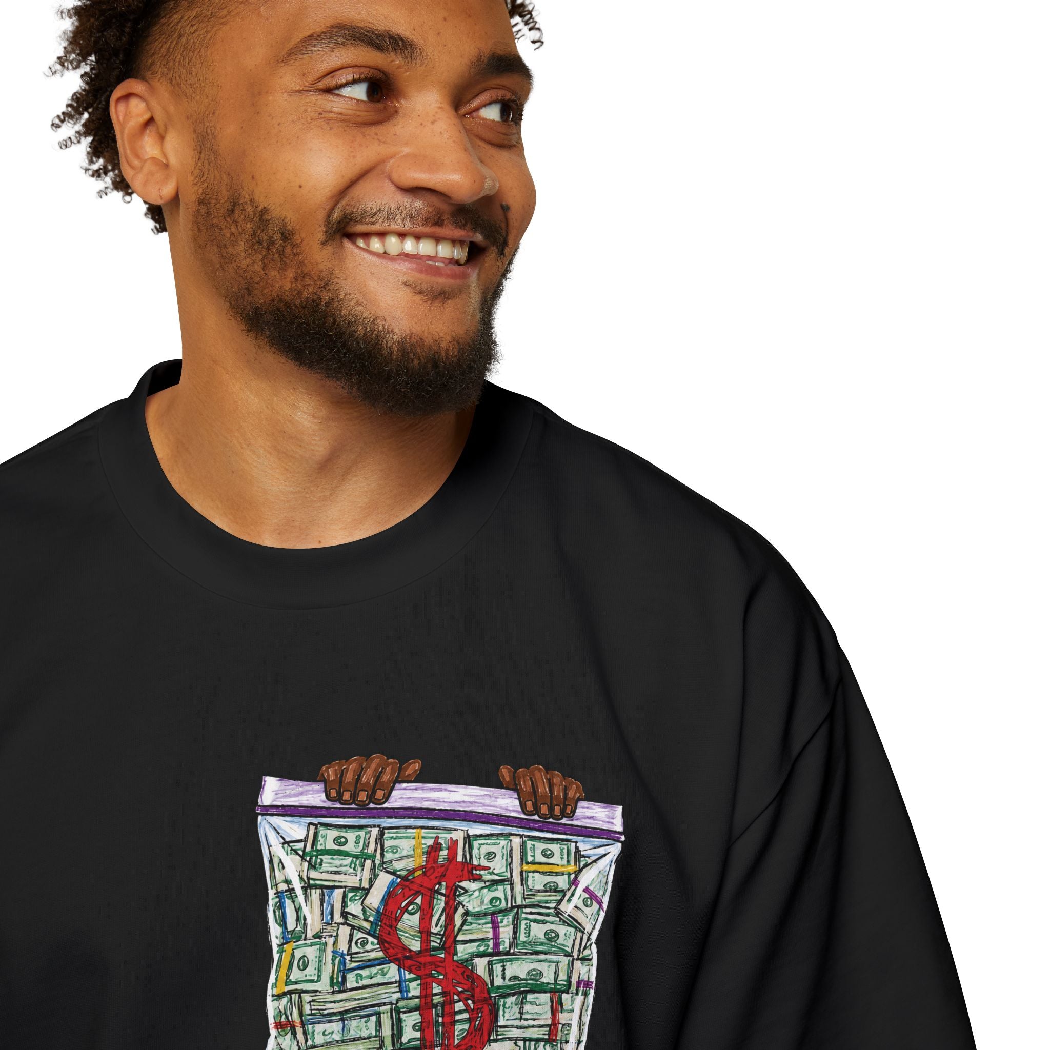 Money Bag Graphic Tee — "Nooa Currency" Oversized Men’s T-Shirt