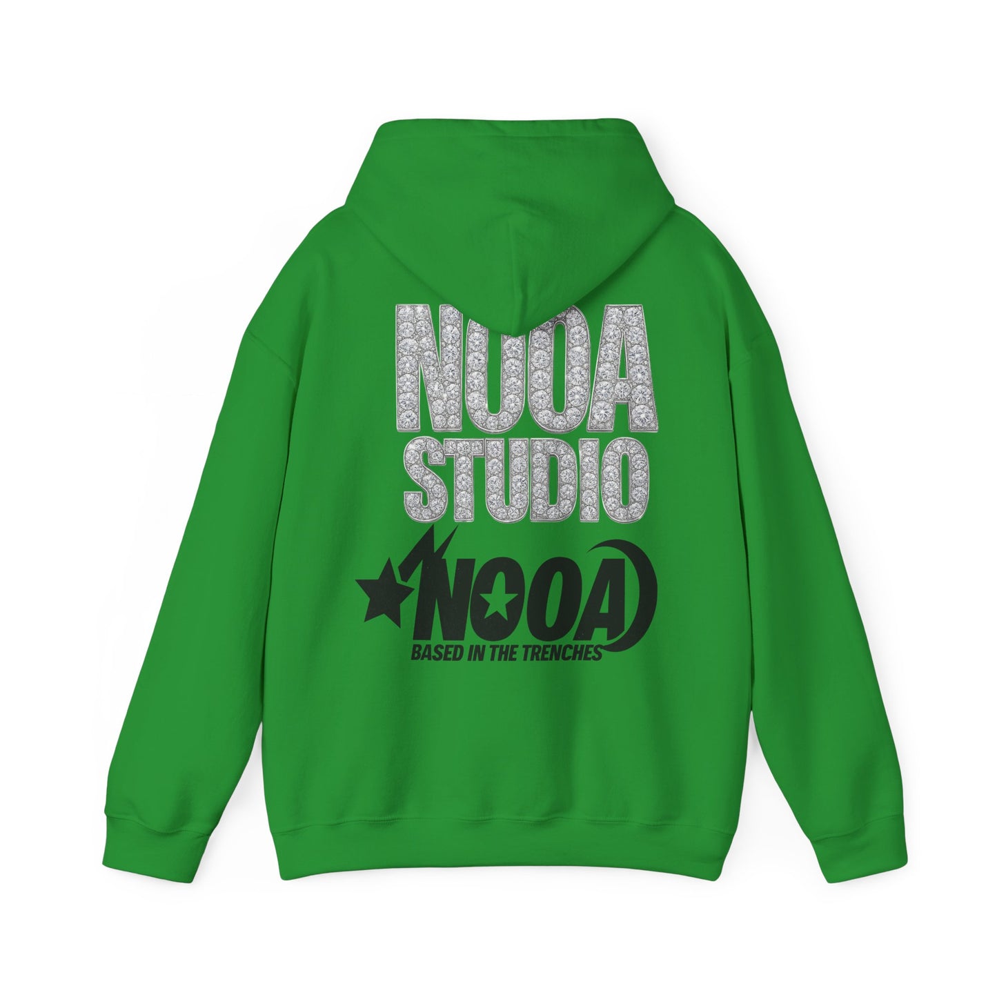 NOOA Studio Graphic Hoodie — 'Based in the Trenches' White Pullover
