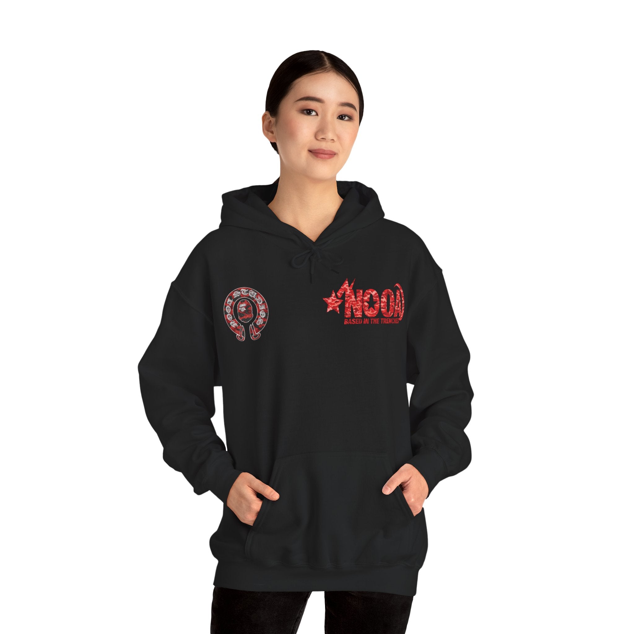 NOOA 'Based in the Trenches' Graphic Hoodie — Retro Star Logo Pullover