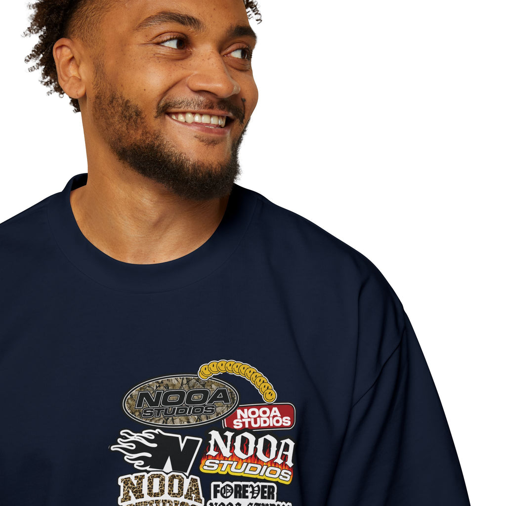 Nooa Studios Graphic Tee — Retro Logo Patch Oversized T-Shirt