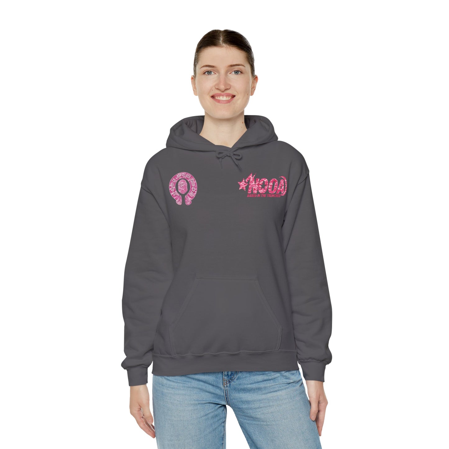 Hoodie — NOOA Pink Logo Graphic Hoodie (Based in the Trenches)
