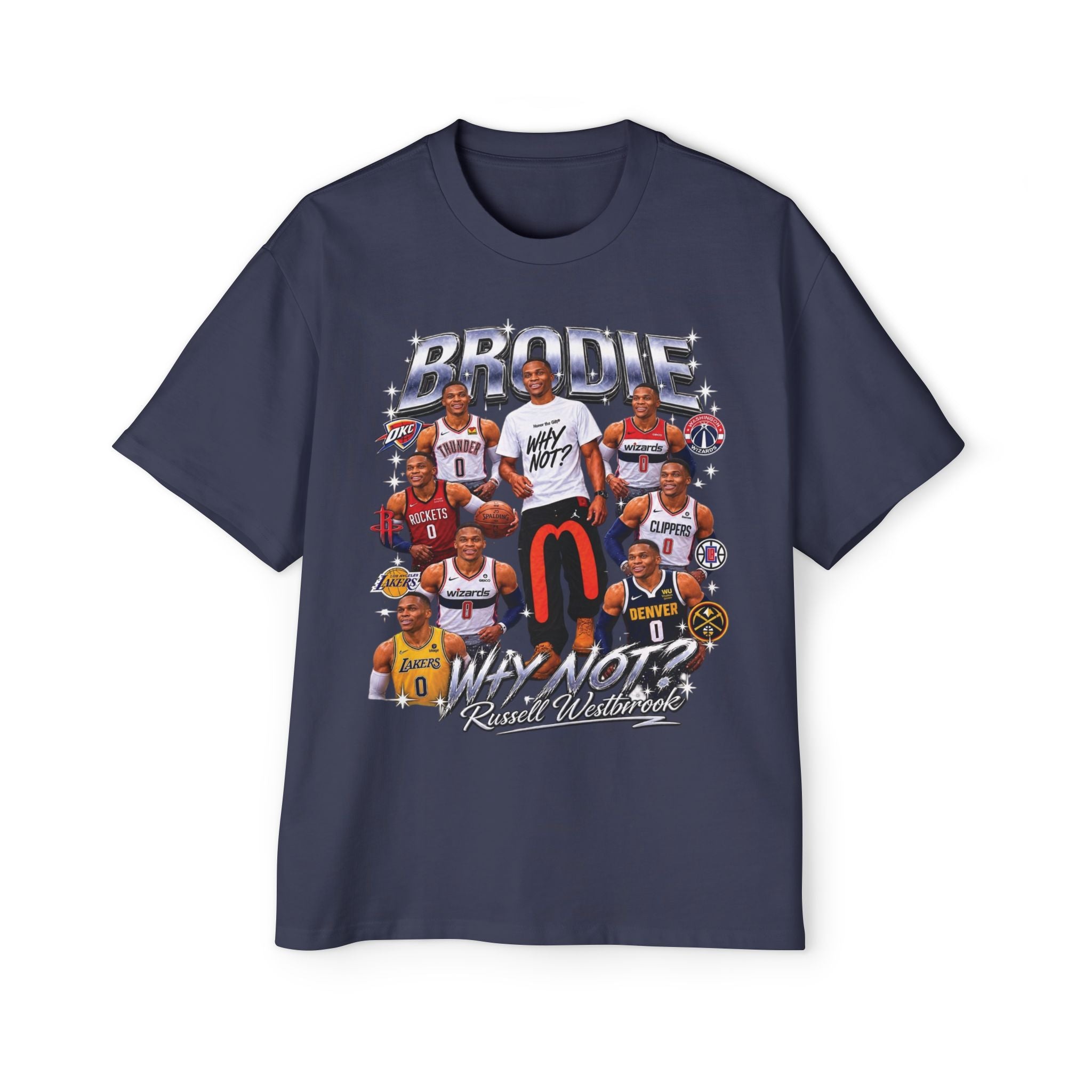 Westbrook 'The Beast' Graphic Tee — Retro Basketball Collage Shirt