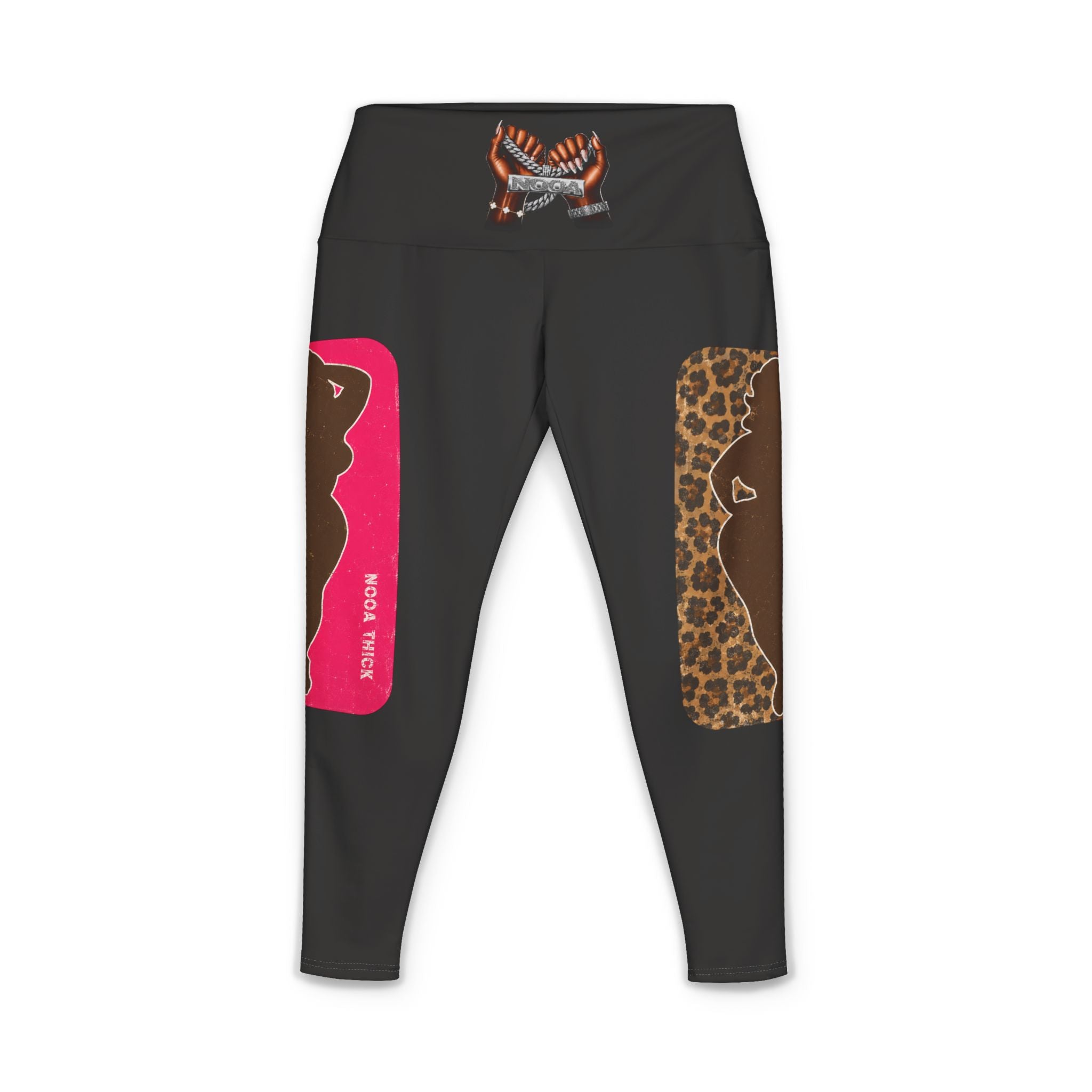 Women's Printed Yoga Leggings — Afrocentric Silhouette & Leopard Panel AOP