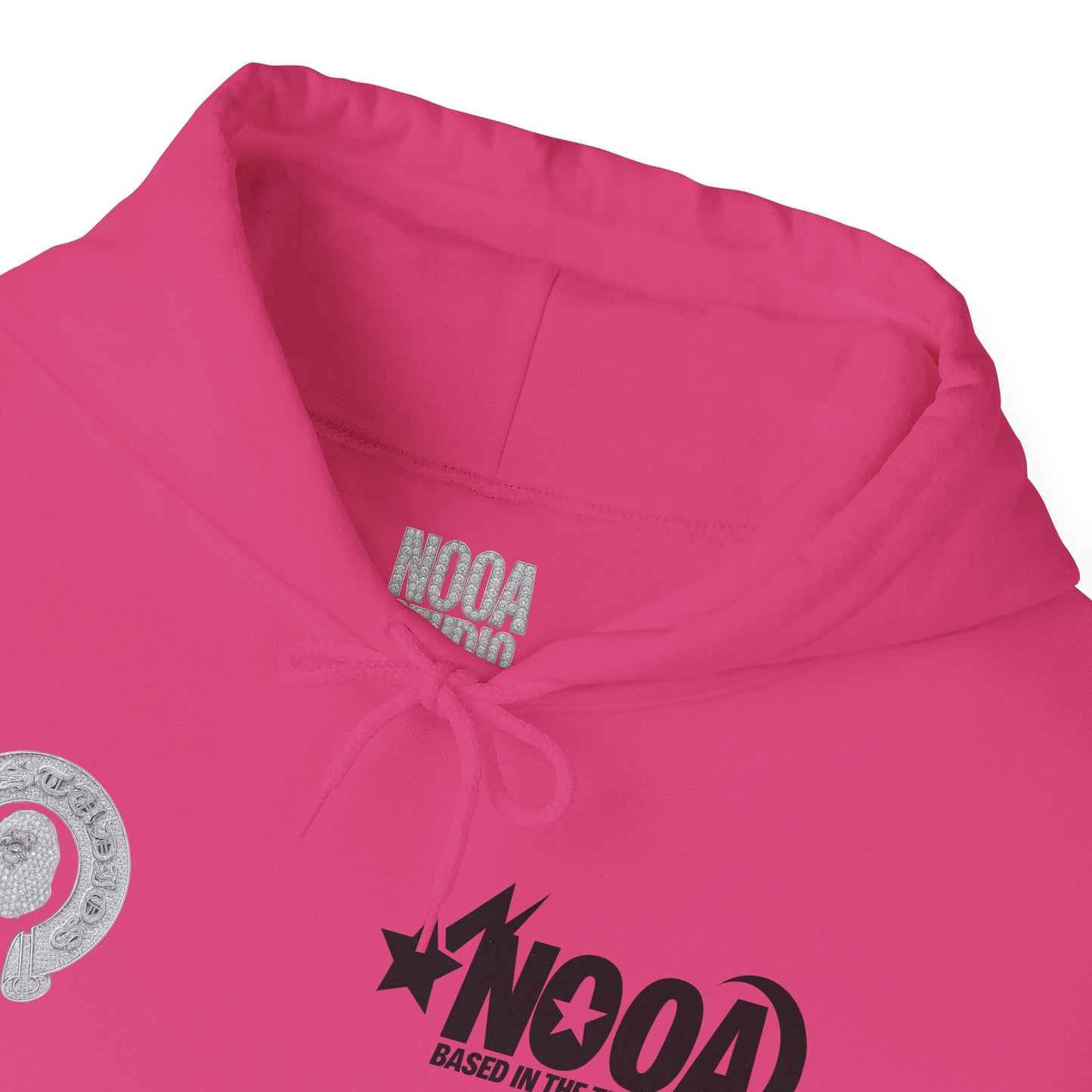 NOOA Studio Graphic Hoodie — 'Based in the Trenches' White Pullover