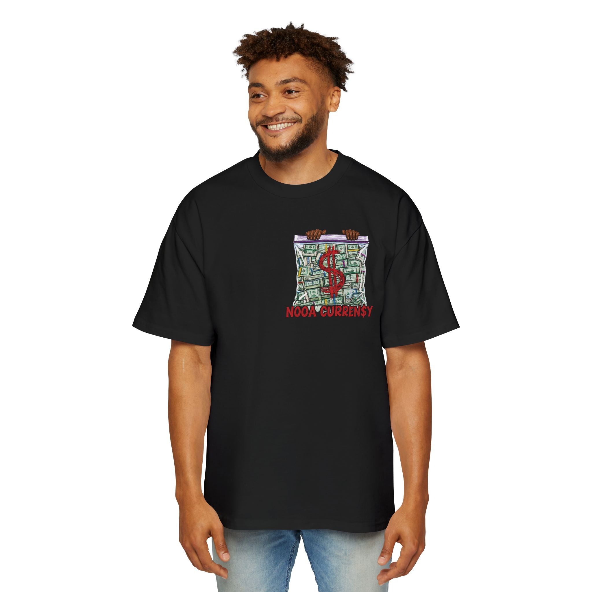 Money Bag Graphic Tee — "Nooa Currency" Oversized Men’s T-Shirt