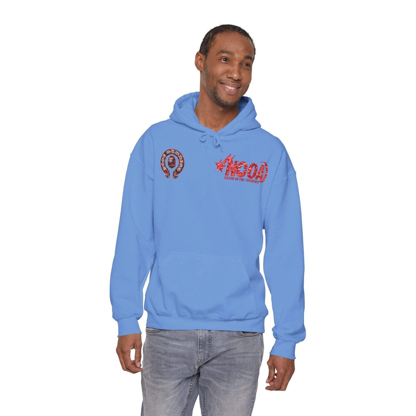 NOOA 'Based in the Trenches' Graphic Hoodie — Retro Star Logo Pullover