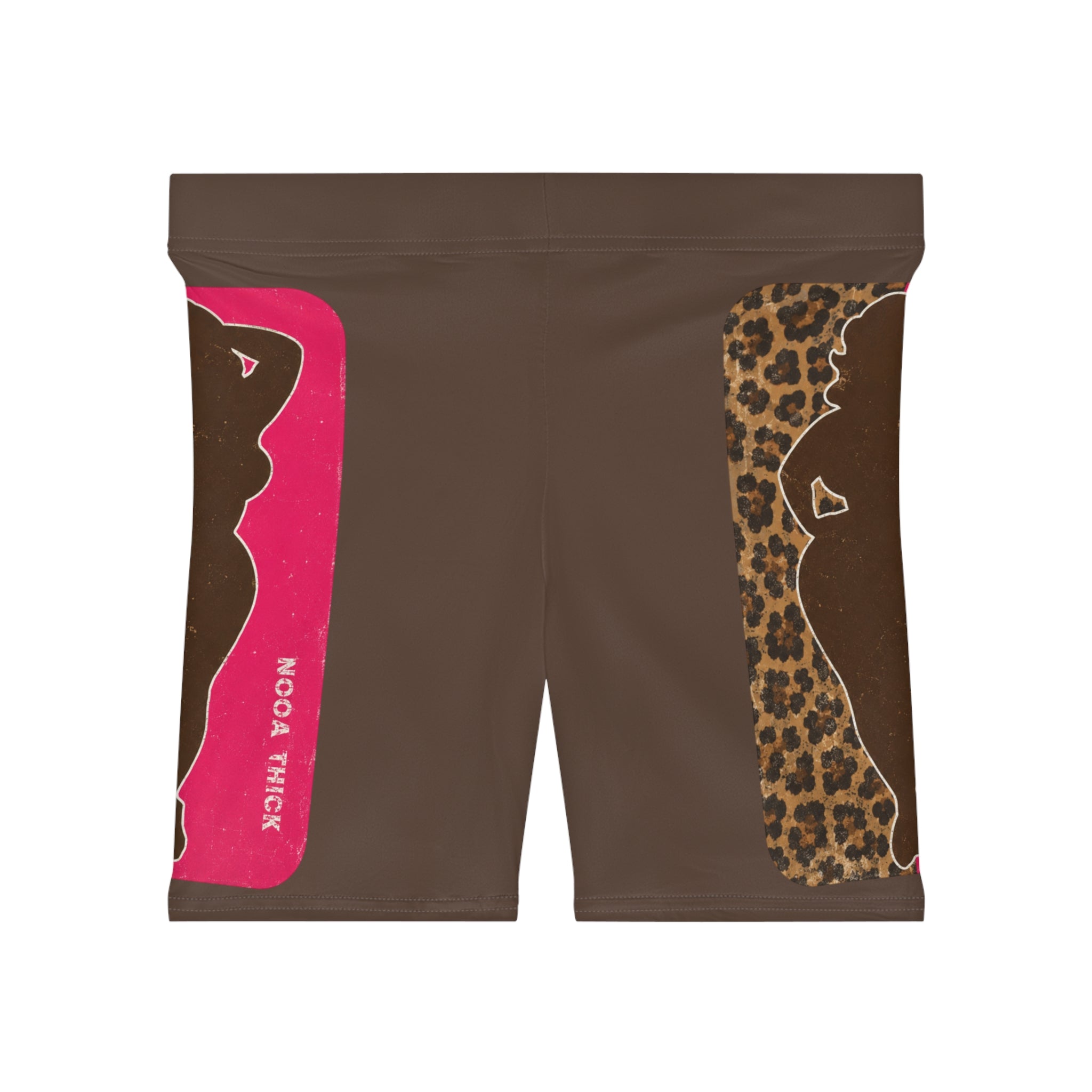 Leopard & Pink Silhouette Biker Shorts — Women's Fashion Activewear