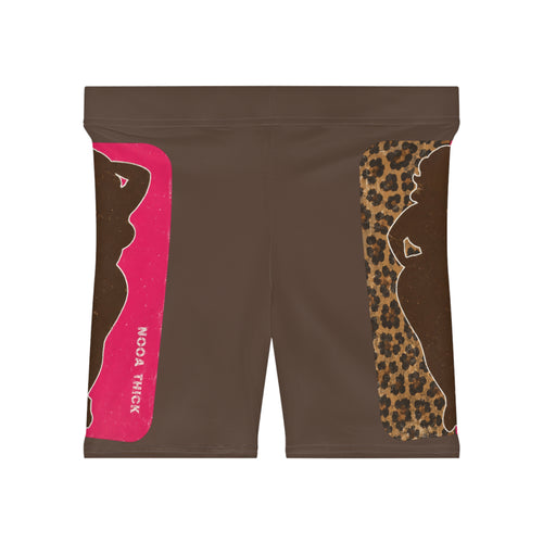 Leopard & Pink Silhouette Biker Shorts — Women's Fashion Activewear