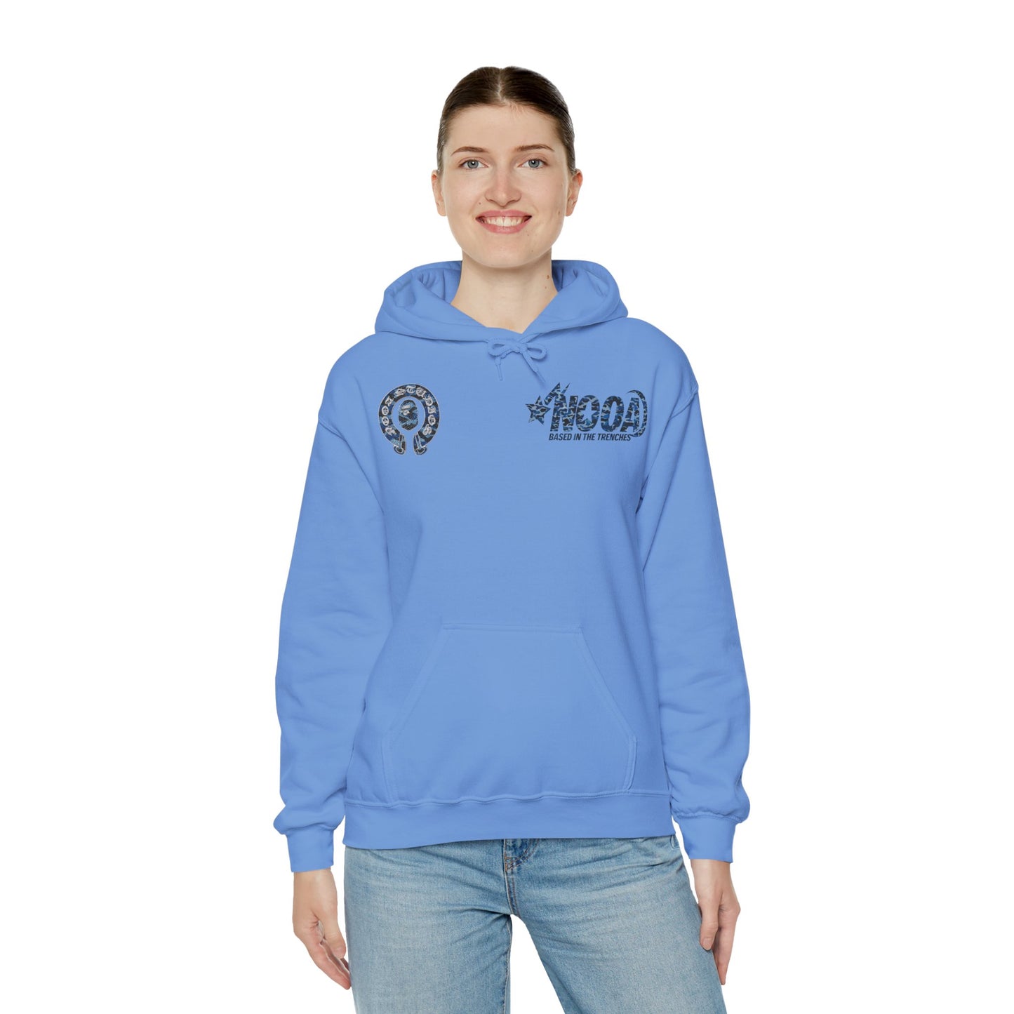 NOOA Logo Hoodie — 'Based in the Trenches' Graphic Pullover