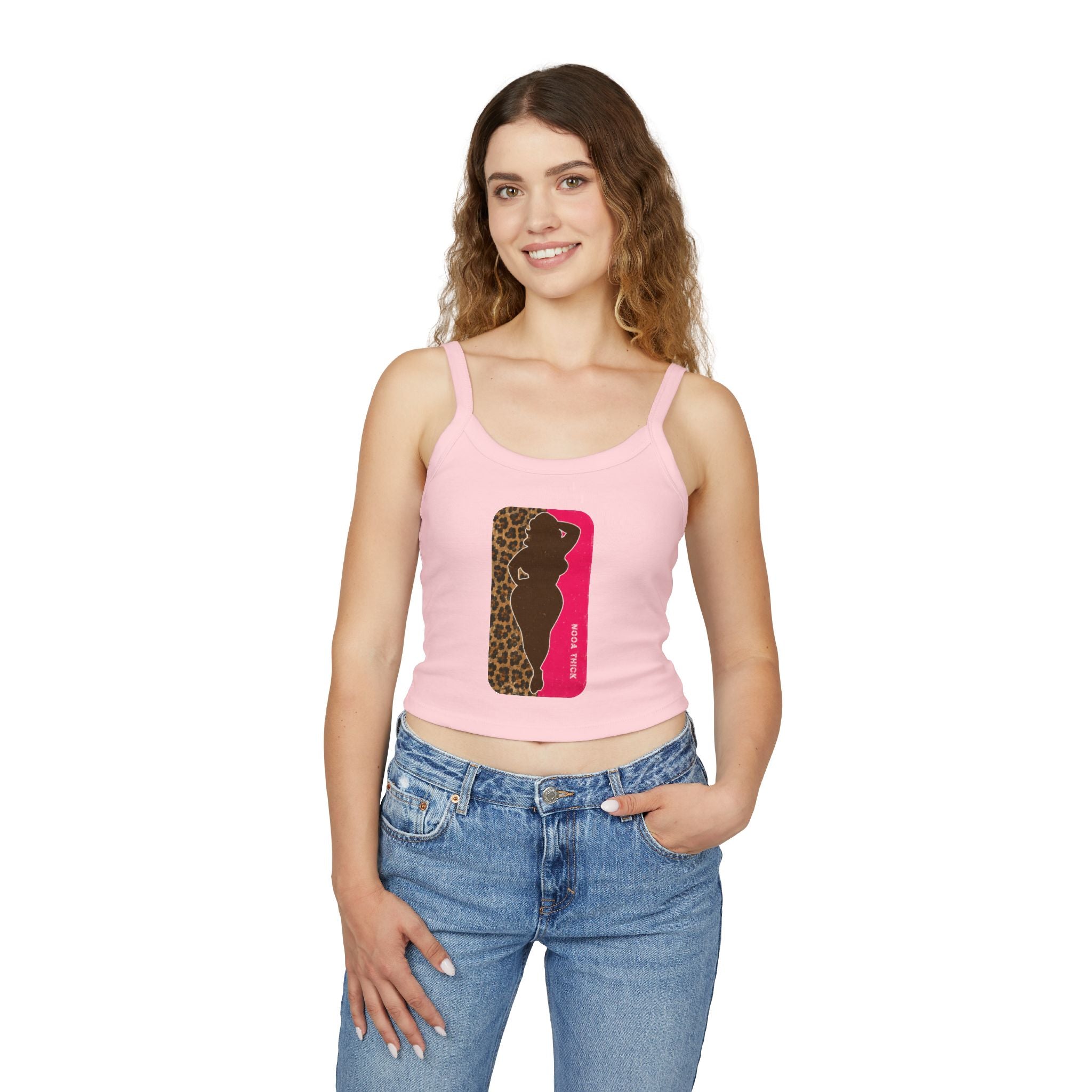 Spaghetti Tank Top — Bold Curvy Silhouette & Bling Graphic Crop