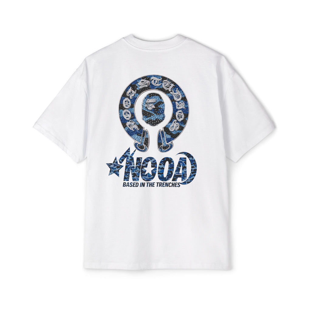 Graphic Tee — 'NOOA Based in the Trenches' Oversized Military Camo Logo Shirt