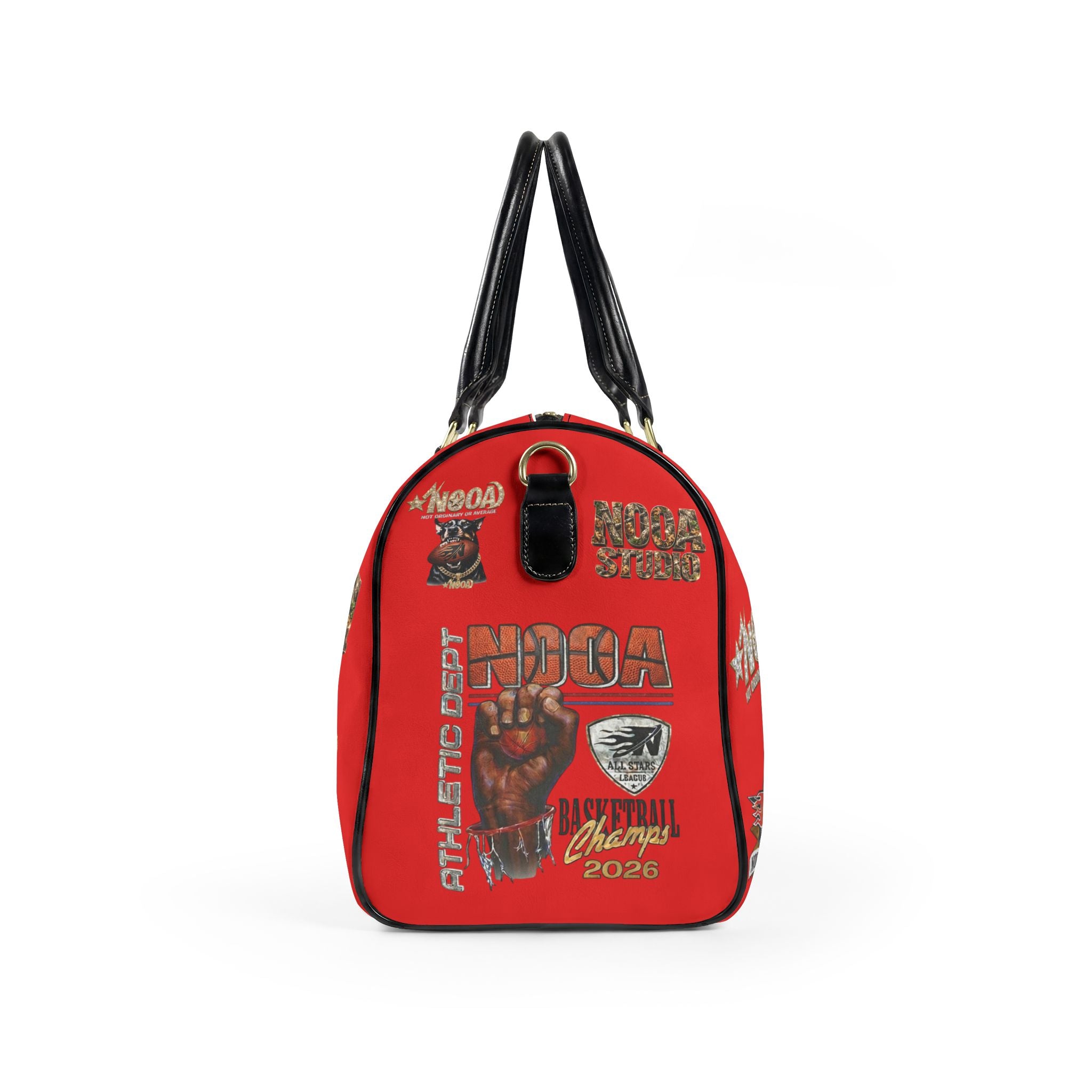 Leather Travel Bag - Retro N00A Graphic Weekender Duffle