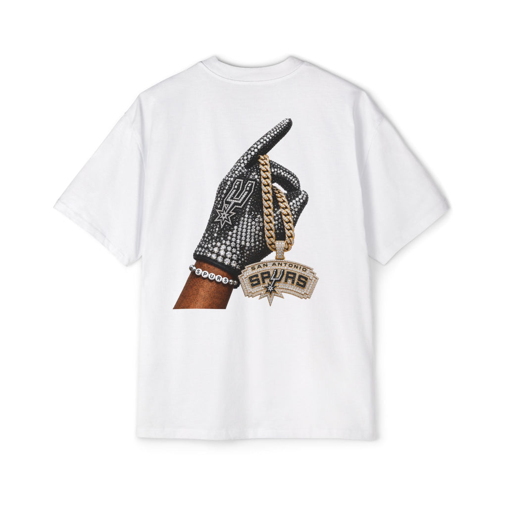 Spurs Basketball Graphic Tee — Retro Collage & Bling Back Print