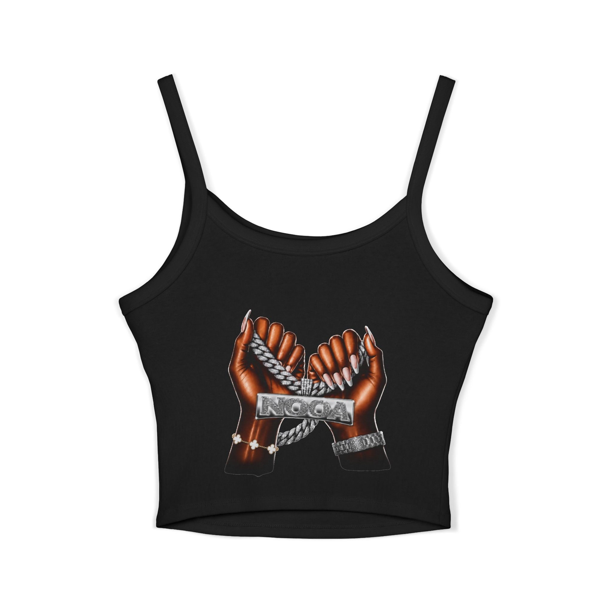 Spaghetti Tank Top — Bold Curvy Silhouette & Bling Graphic Crop