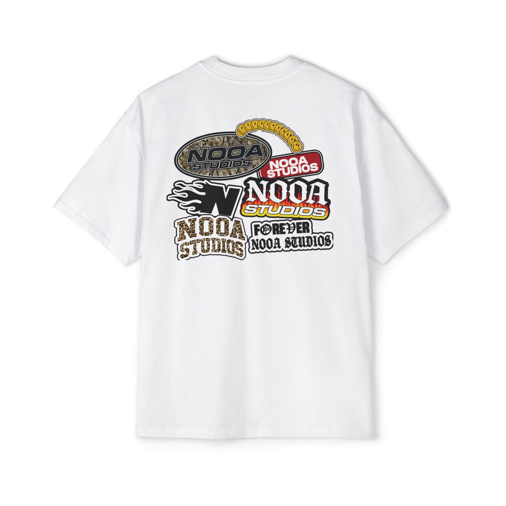 Nooa Studios Graphic Tee — Retro Logo Patch Oversized T-Shirt