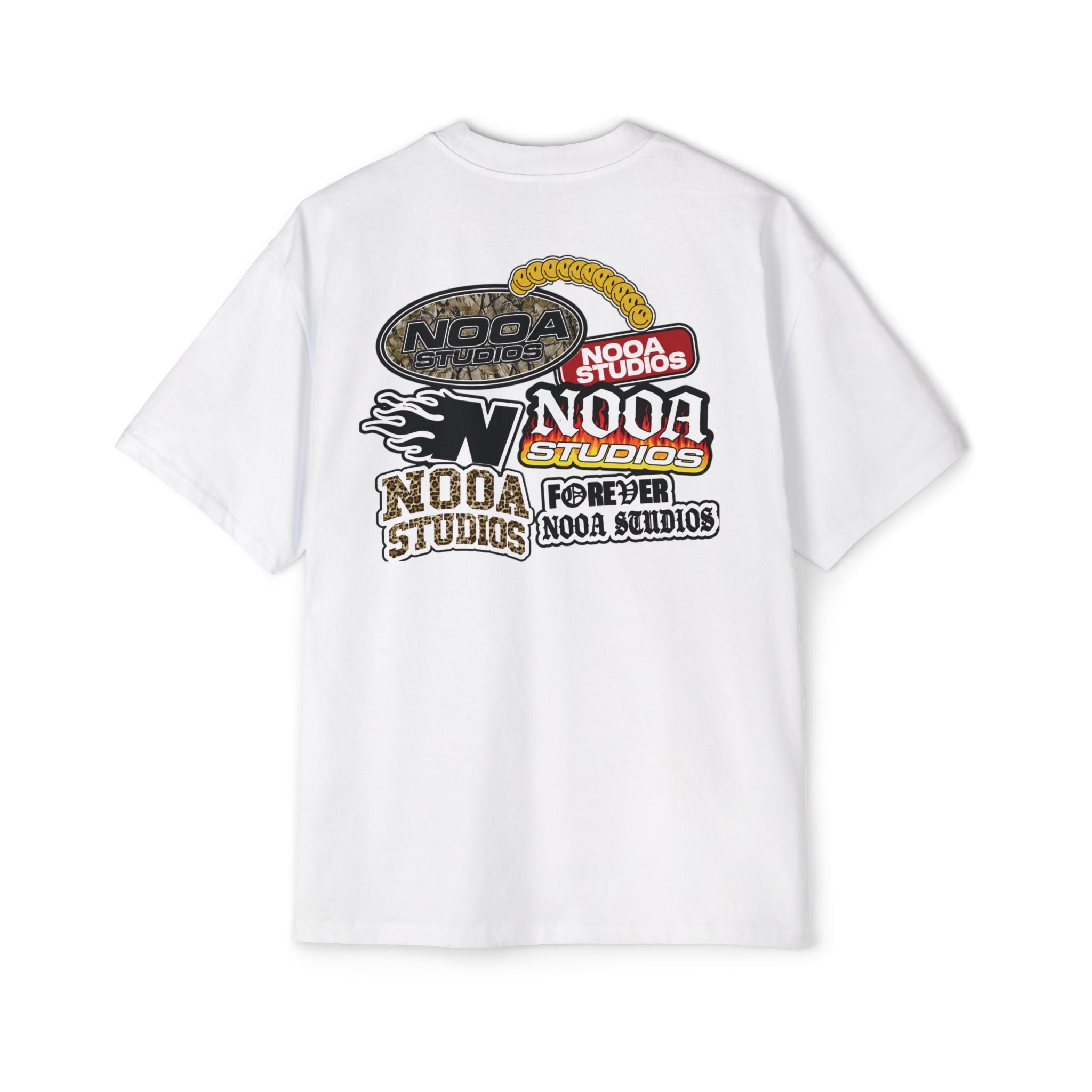 Nooa Studios Graphic Tee — Retro Logo Patch Oversized T-Shirt