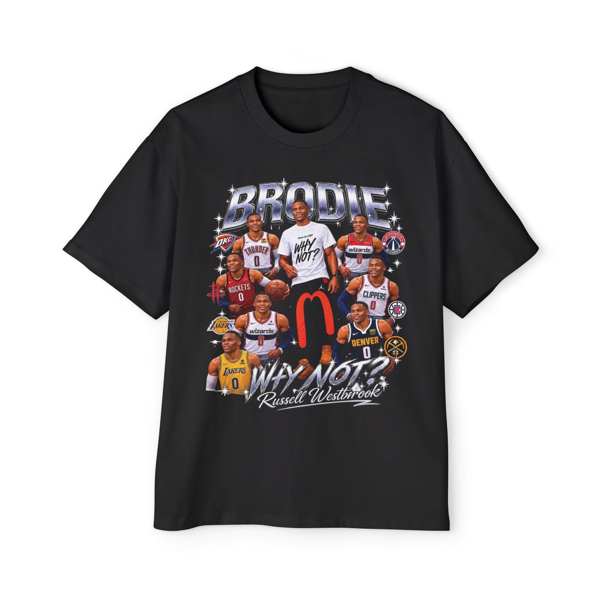 Westbrook 'The Beast' Graphic Tee — Retro Basketball Collage Shirt
