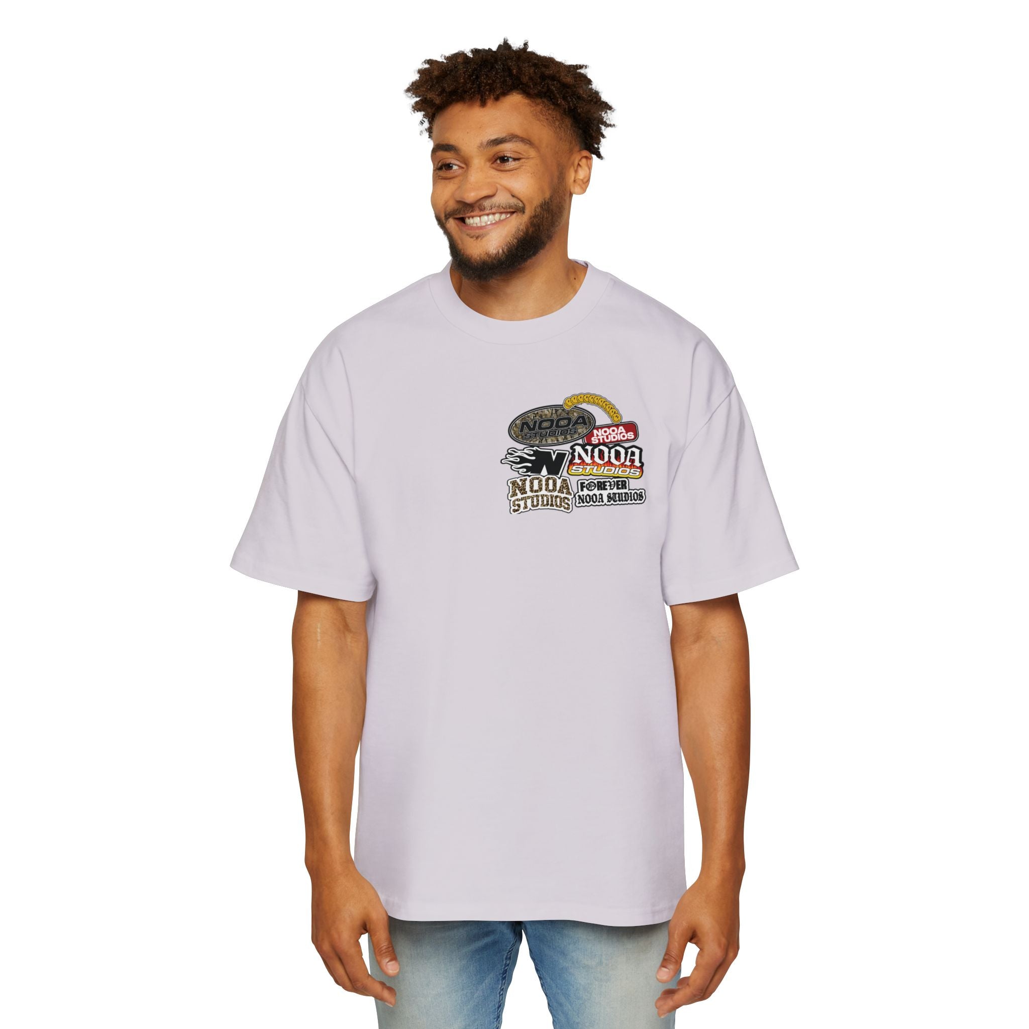 Nooa Studios Graphic Tee — Retro Logo Patch Oversized T-Shirt