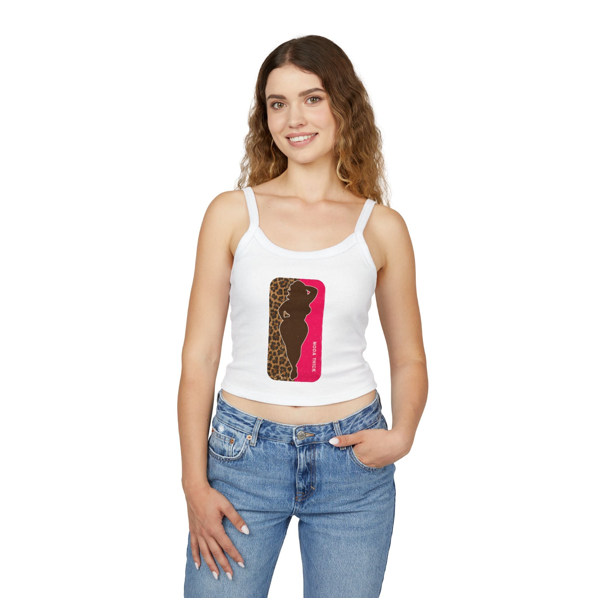 Spaghetti Tank Top — Bold Curvy Silhouette & Bling Graphic Crop