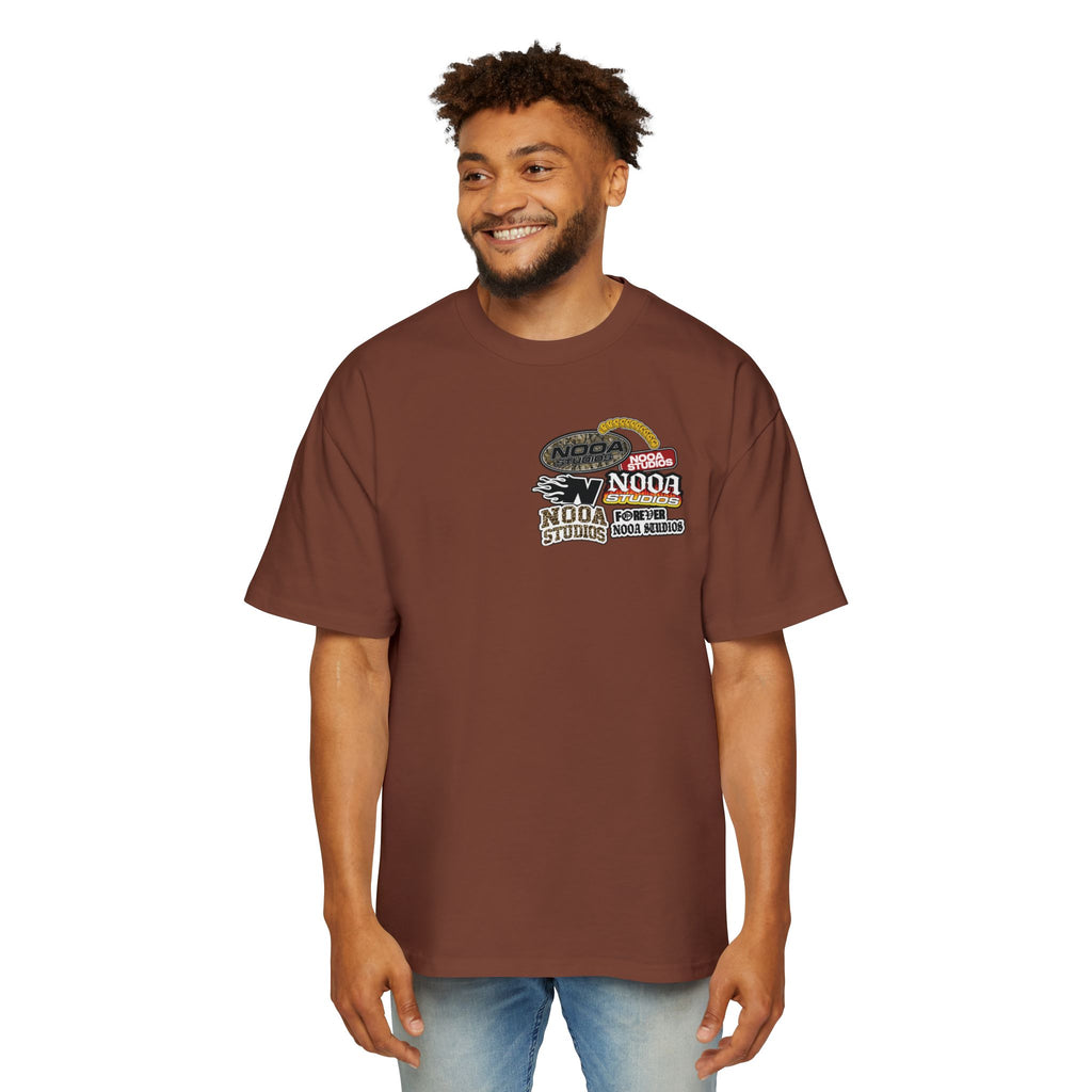 Nooa Studios Graphic Tee — Retro Logo Patch Oversized T-Shirt