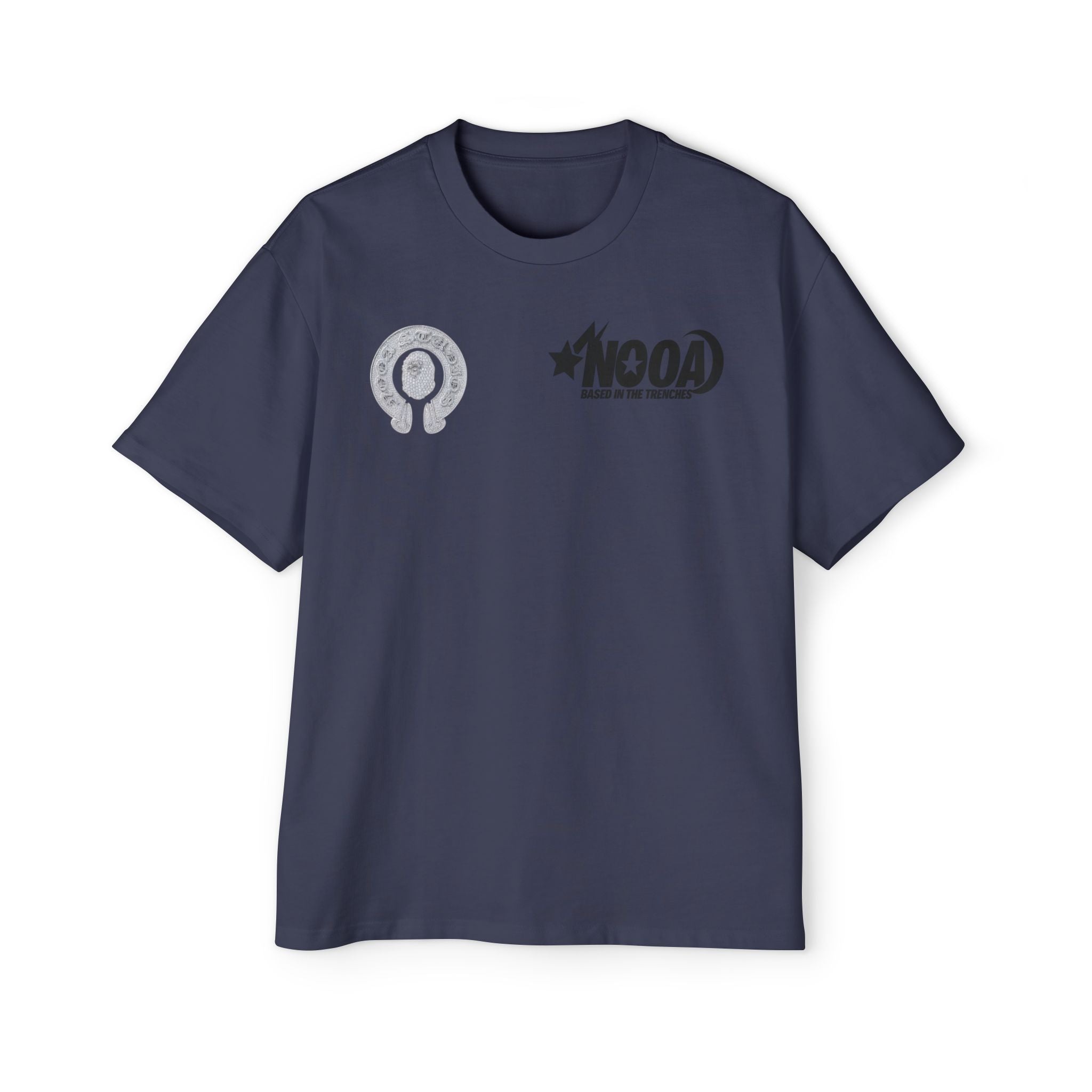 Graphic Tee — "NOOA Based in the Trenches" Oversized Men's T‑Shirt