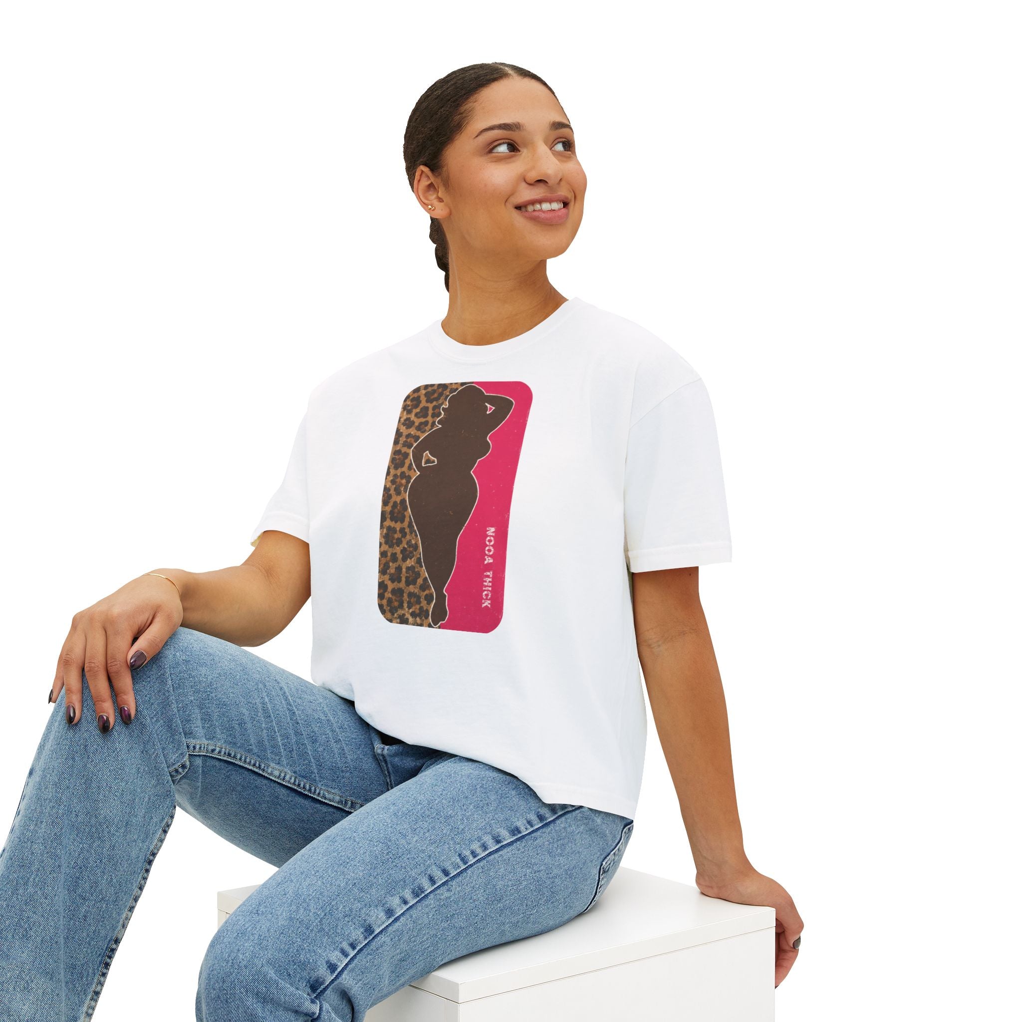 Boxy Cropped Tee— Curvy Silhouette & Bling Graphic Women's Cropped T-Shirt