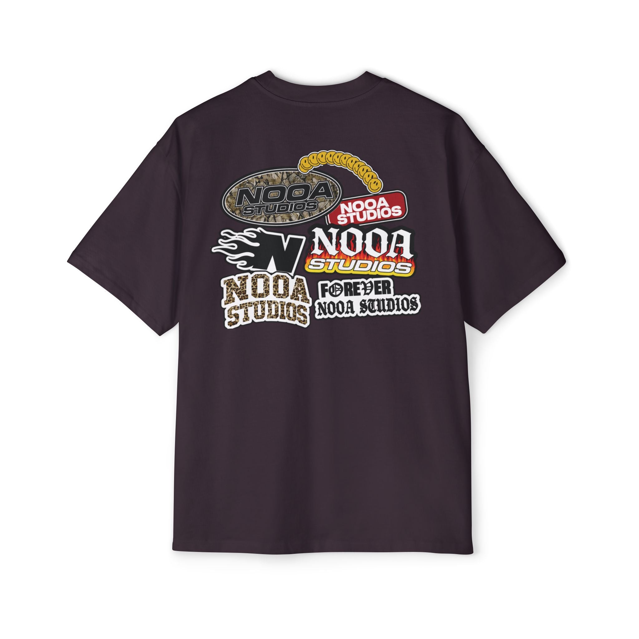 Nooa Studios Graphic Tee — Retro Logo Patch Oversized T-Shirt