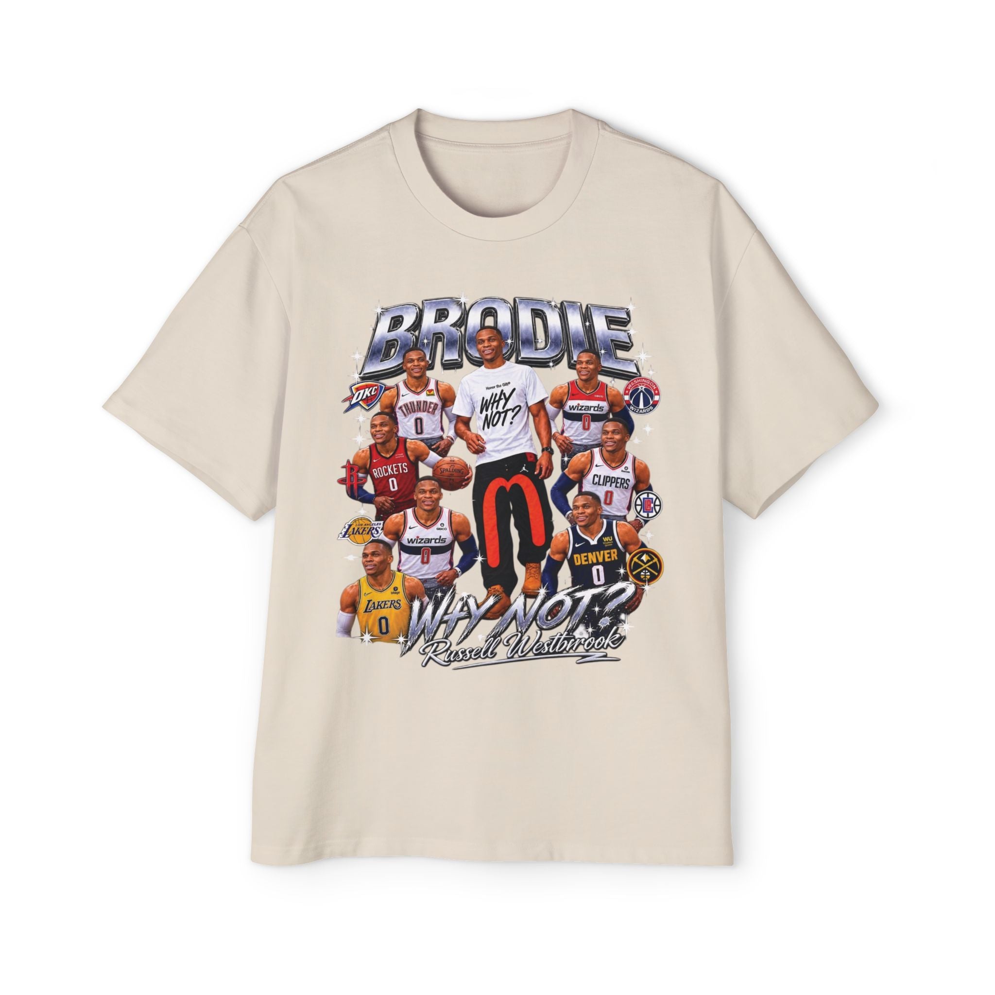 Westbrook 'The Beast' Graphic Tee — Retro Basketball Collage Shirt