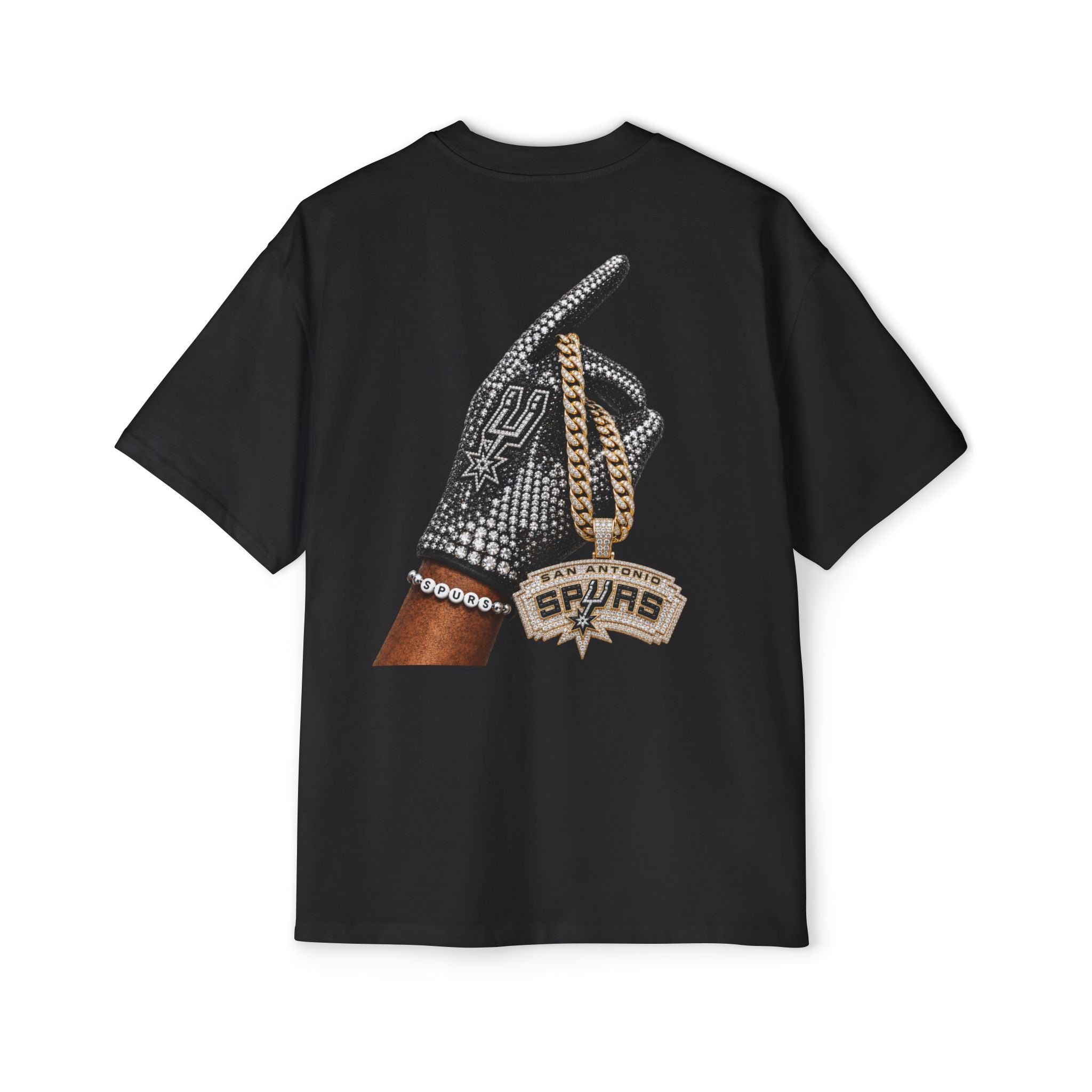Spurs Basketball Graphic Tee — Retro Collage & Bling Back Print