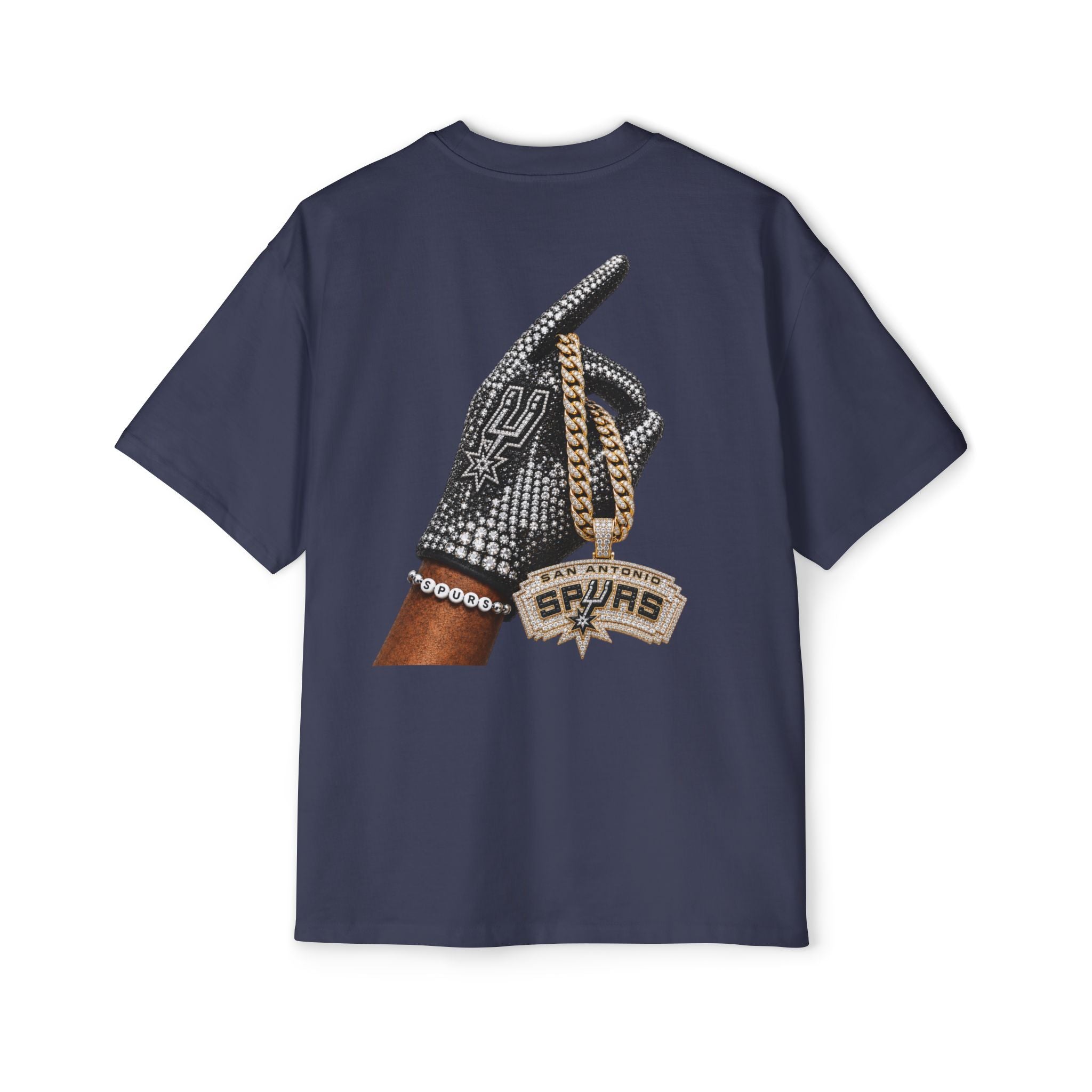 Spurs Basketball Graphic Tee — Retro Collage & Bling Back Print