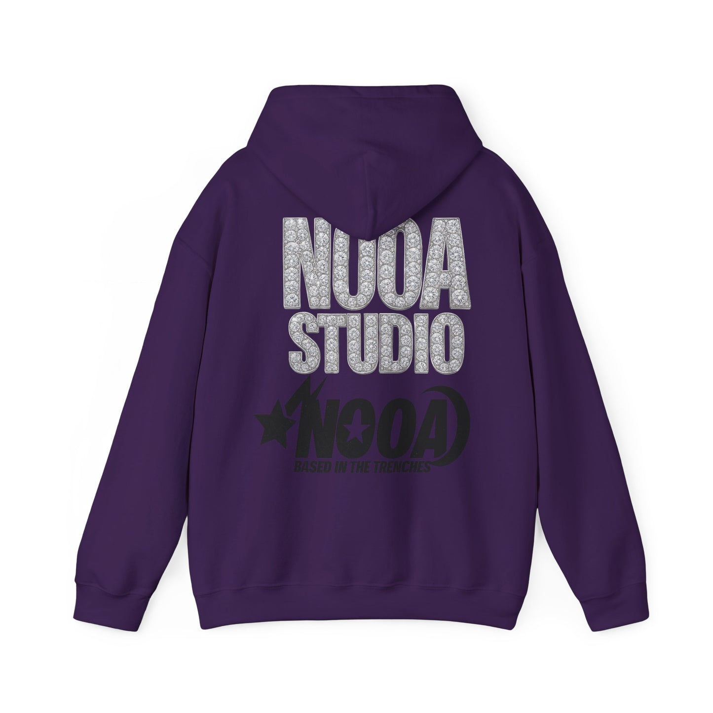 NOOA Studio Graphic Hoodie — 'Based in the Trenches' White Pullover