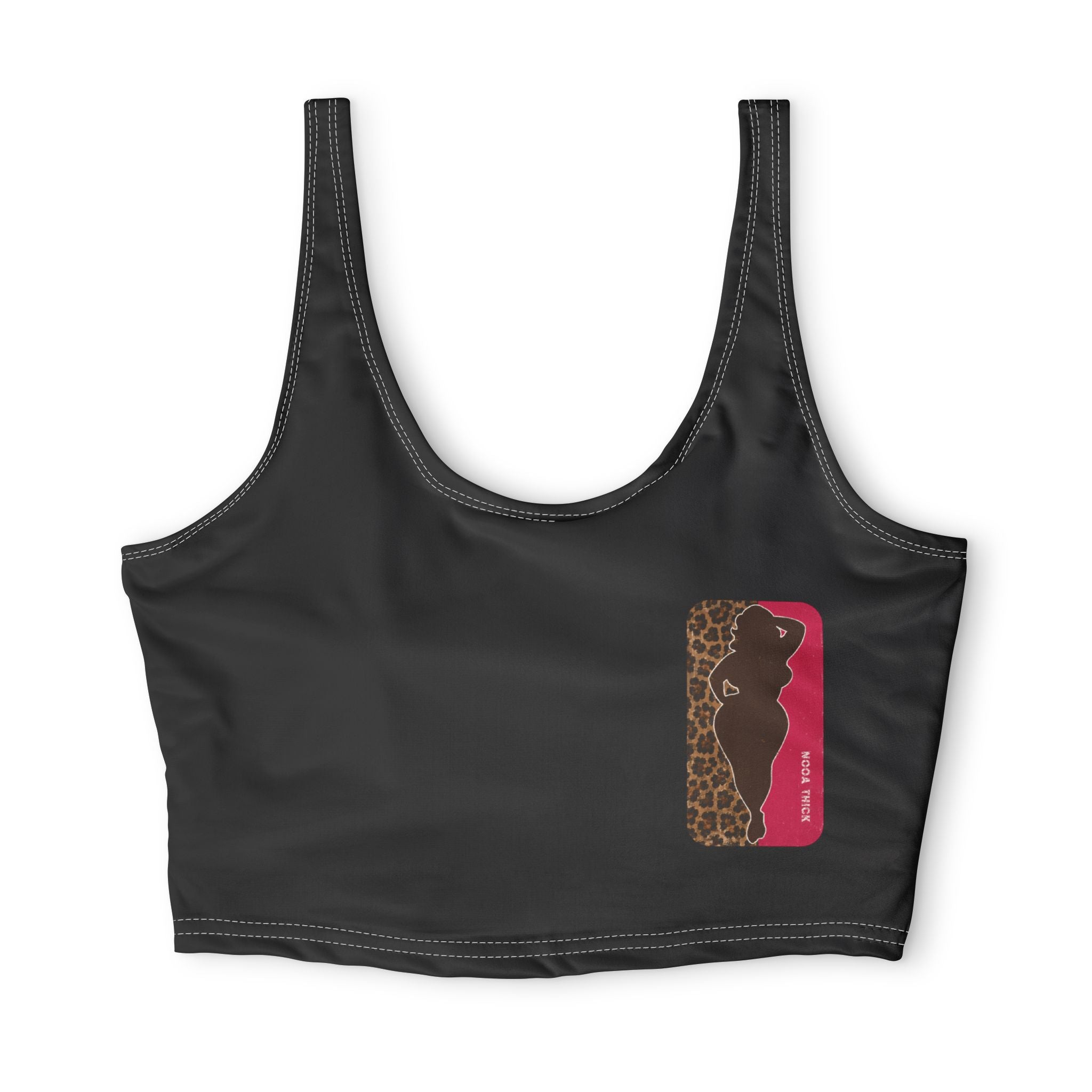 Leopard Silhouette Sports Bra — Black Graphic Crop with 'INCOGA' Hands Design