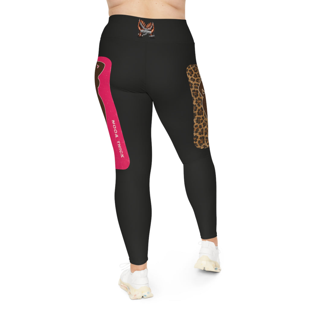 Plus Size Leggings — Bold Leopard & Pink Silhouette AOP Leggings