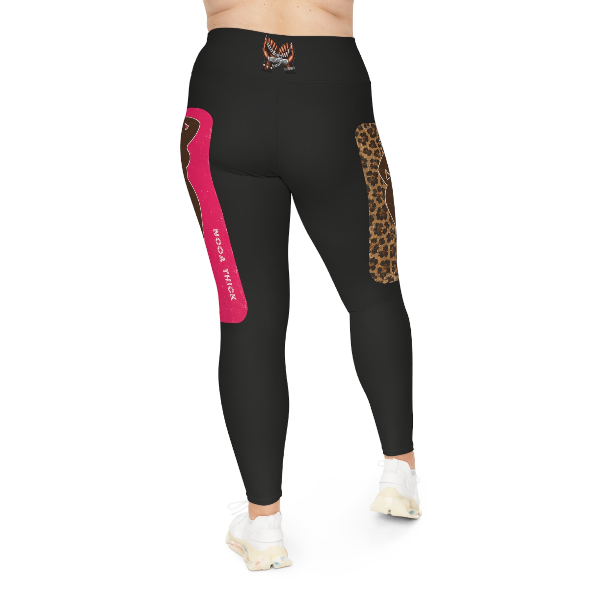 Plus Size Leggings — Bold Leopard & Pink Silhouette AOP Leggings