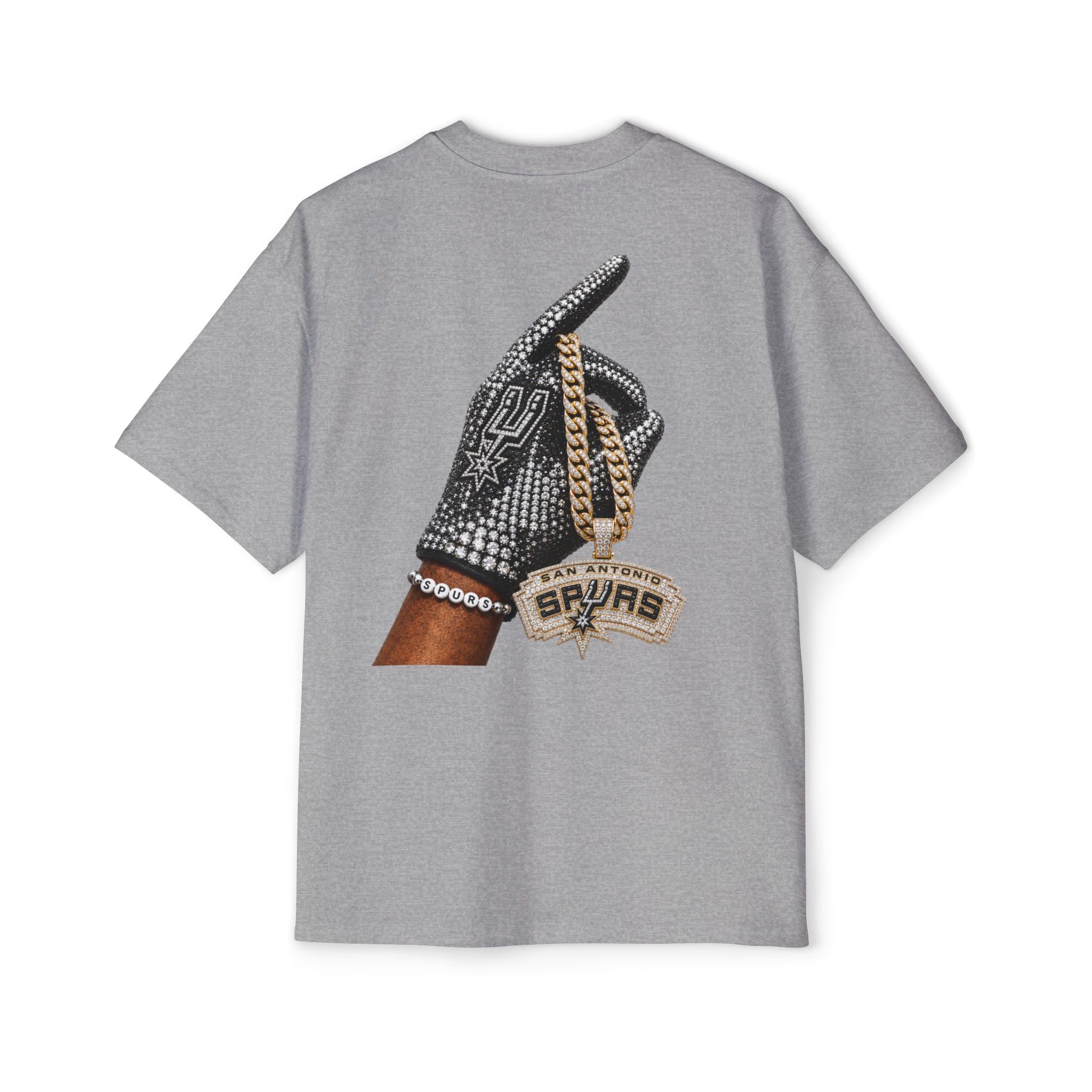 Spurs Basketball Graphic Tee — Retro Collage & Bling Back Print