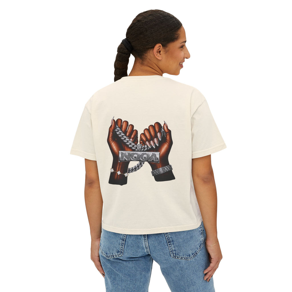 Boxy Tee — Curvy Silhouette & Bling Graphic Women's Cropped T-Shirt