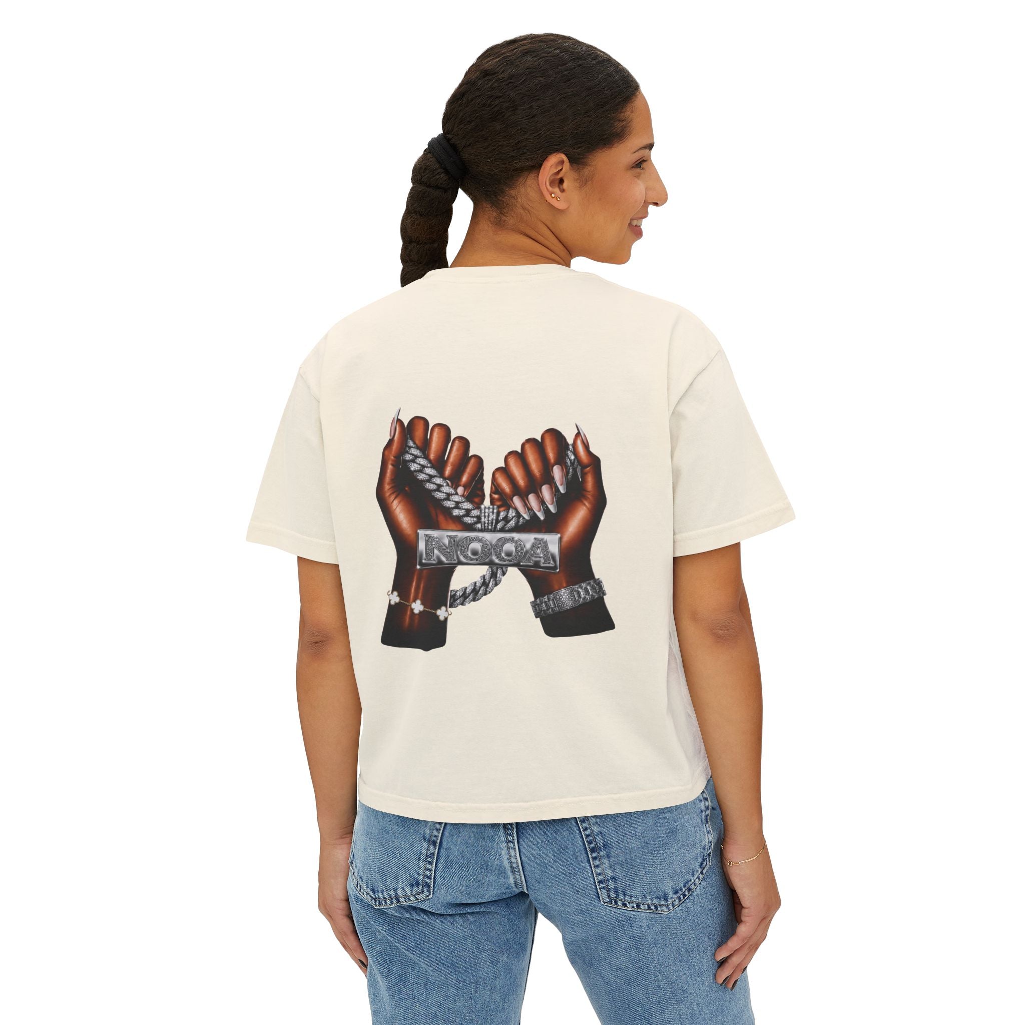 Boxy Tee — Curvy Silhouette & Bling Graphic Women's Cropped T-Shirt