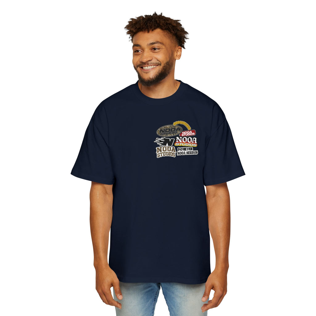 Nooa Studios Graphic Tee — Retro Logo Patch Oversized T-Shirt
