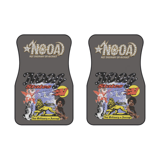 Graphic Car Floor Mats — 'NOOA Not Ordinary Or Average' Retro Collage Front Set