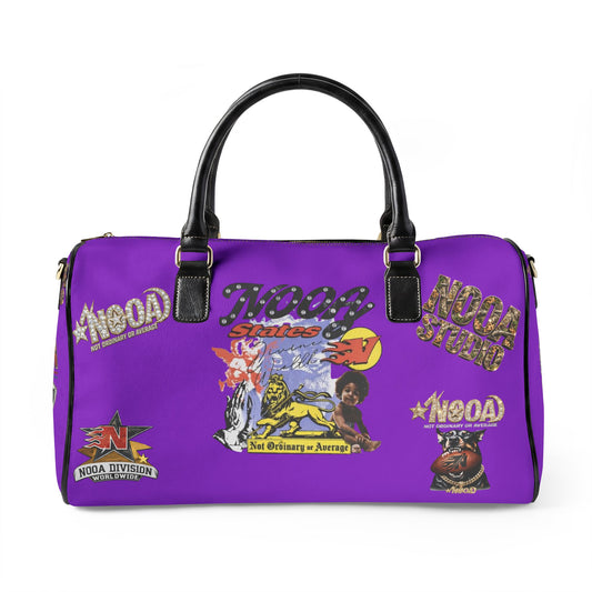 Leather Travel Bag - Retro N00A Graphic Weekender Duffle