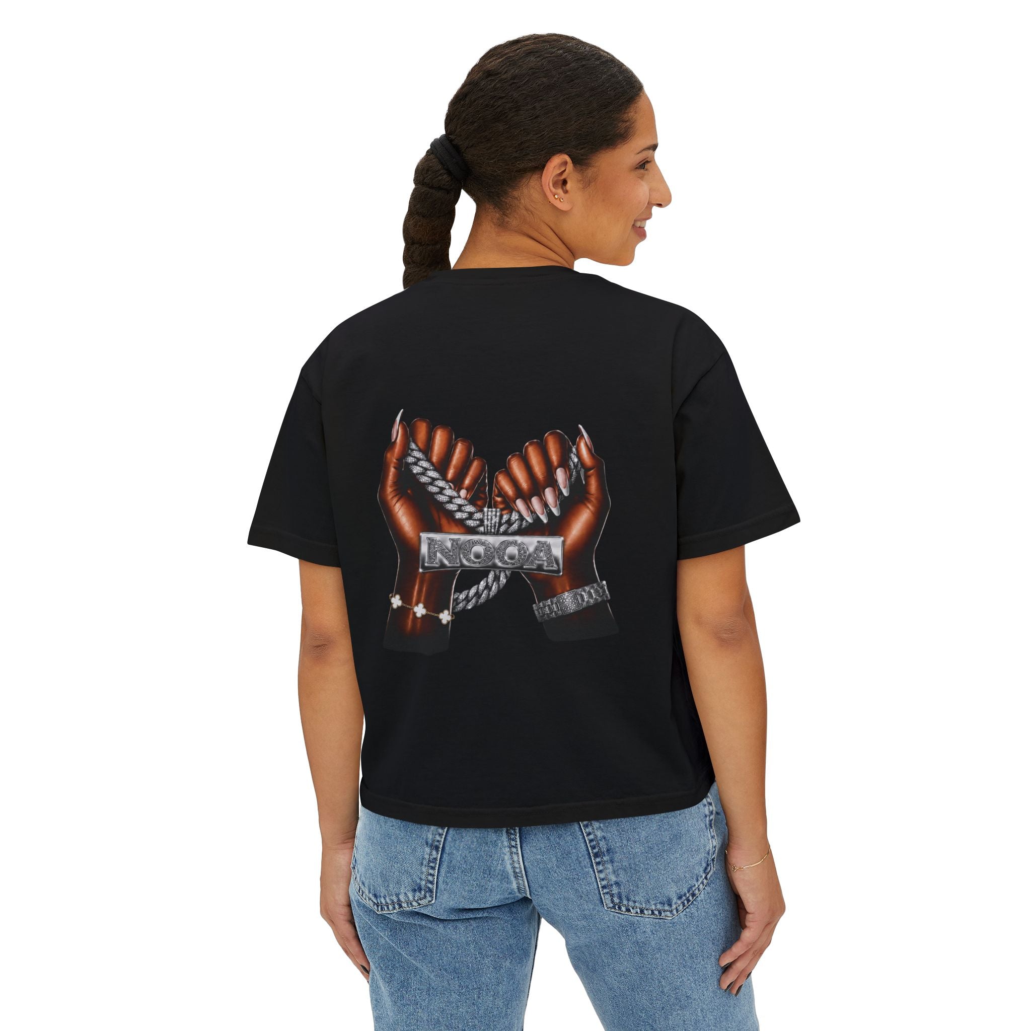 Boxy Tee — Curvy Silhouette & Bling Graphic Women's Cropped T-Shirt