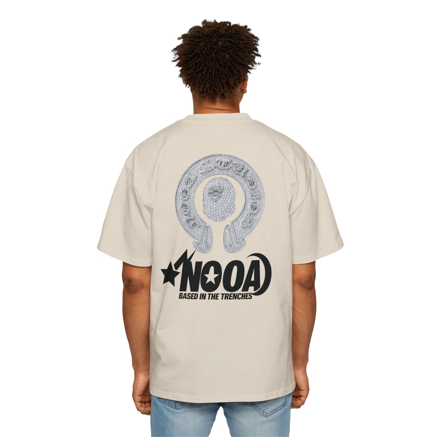 Graphic Tee — "NOOA Based in the Trenches" Oversized Men's T‑Shirt