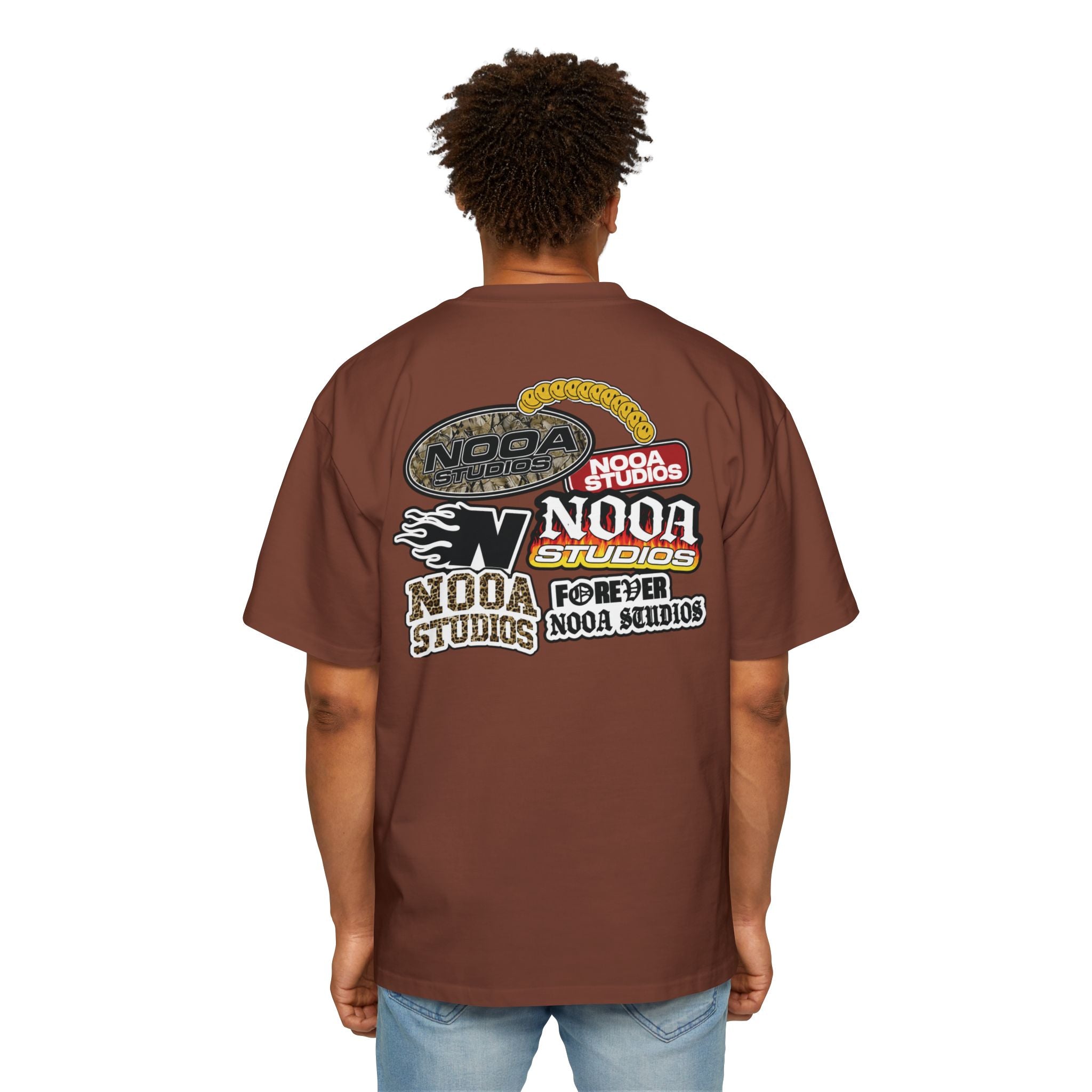 Nooa Studios Graphic Tee — Retro Logo Patch Oversized T-Shirt