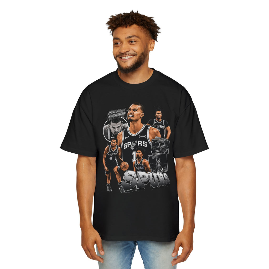 Spurs Basketball Graphic Tee — Retro Collage & Bling Back Print